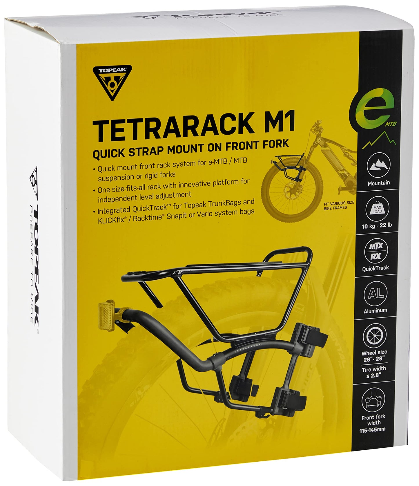 Topeak Front Tetrarack M1 fits MTB's, Fork Fit, Black