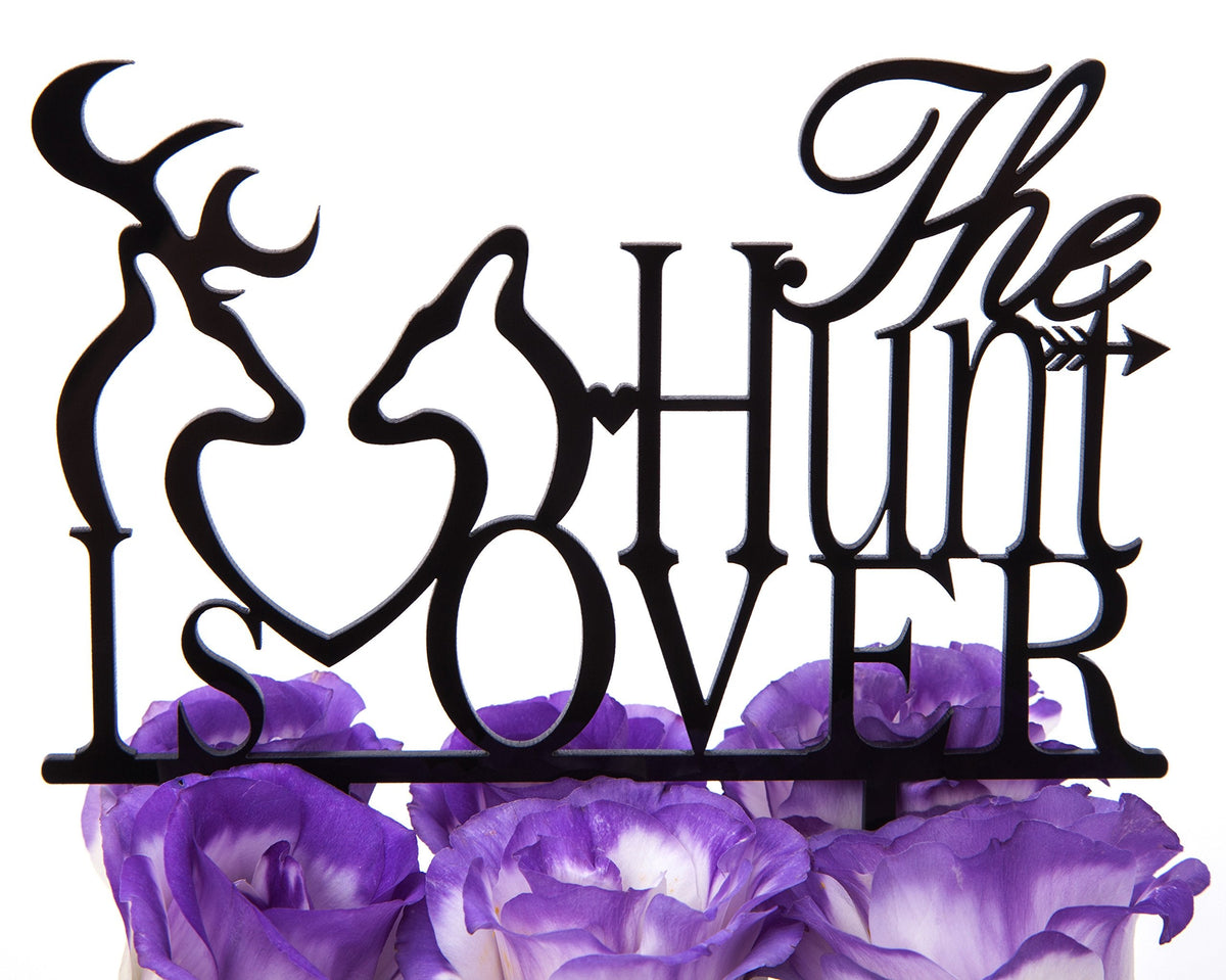 LOVENJOY The Hunt is Over Wedding Cake Toppers Black Frosted Acrylic Buck and Doe Deer Wedding Cake Decoration, Gift Boxed