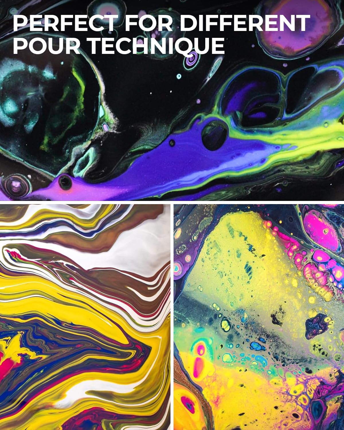 Nicpro 8 Colors Large Bulk Acrylic Pour Paint Set (33.8 oz, 1000 ml) Premixed High Flow Art Pouring Paint Supplies Kit with Silicone Pour Oil, Gloves