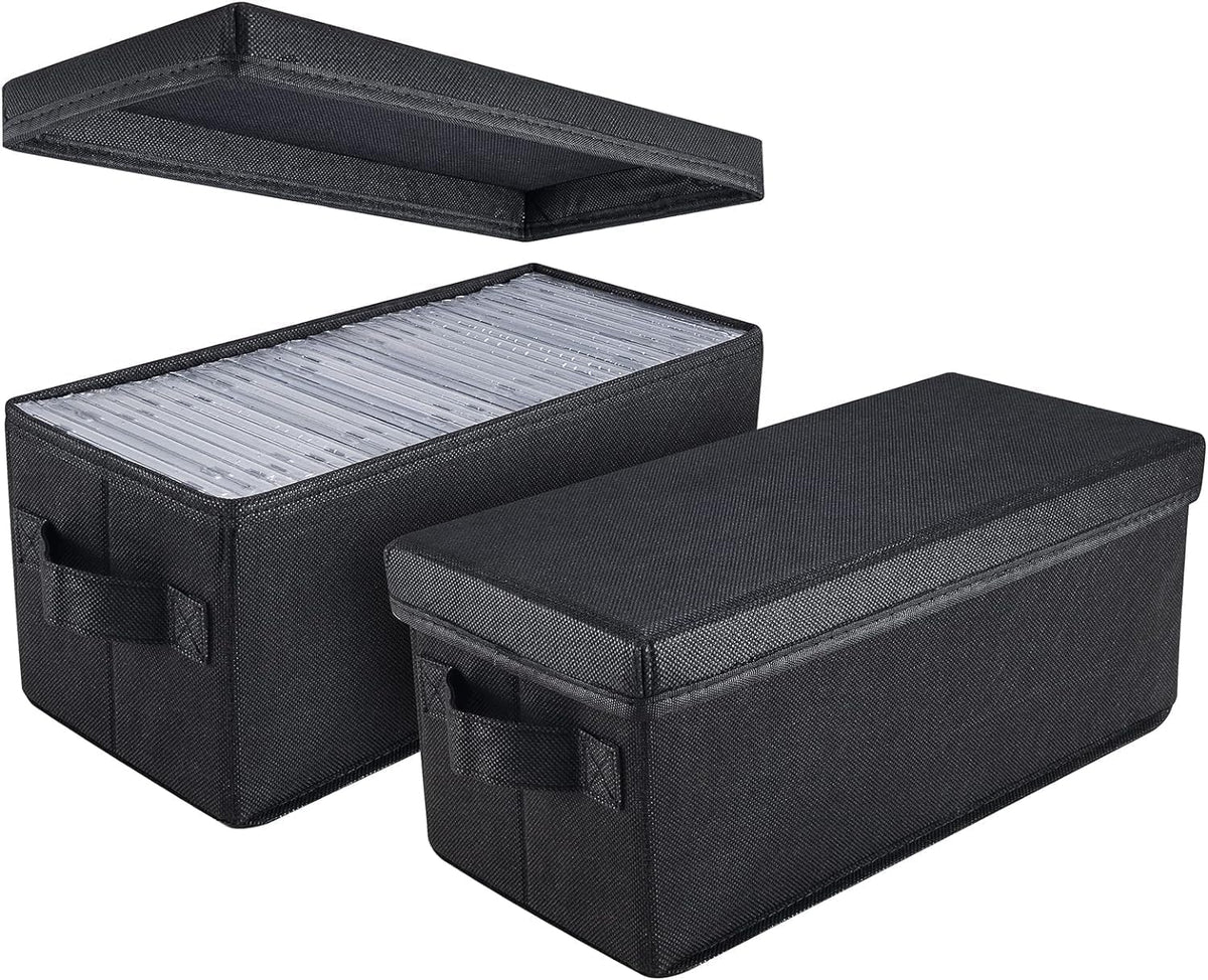 UENTIP CD Storage Boxes - Pack of 2 CD Case Holder - 13.2" x5.9" x 5.3", Container holds 30 CDs in full jewel cases, 60 CDs in slim cases, and 165