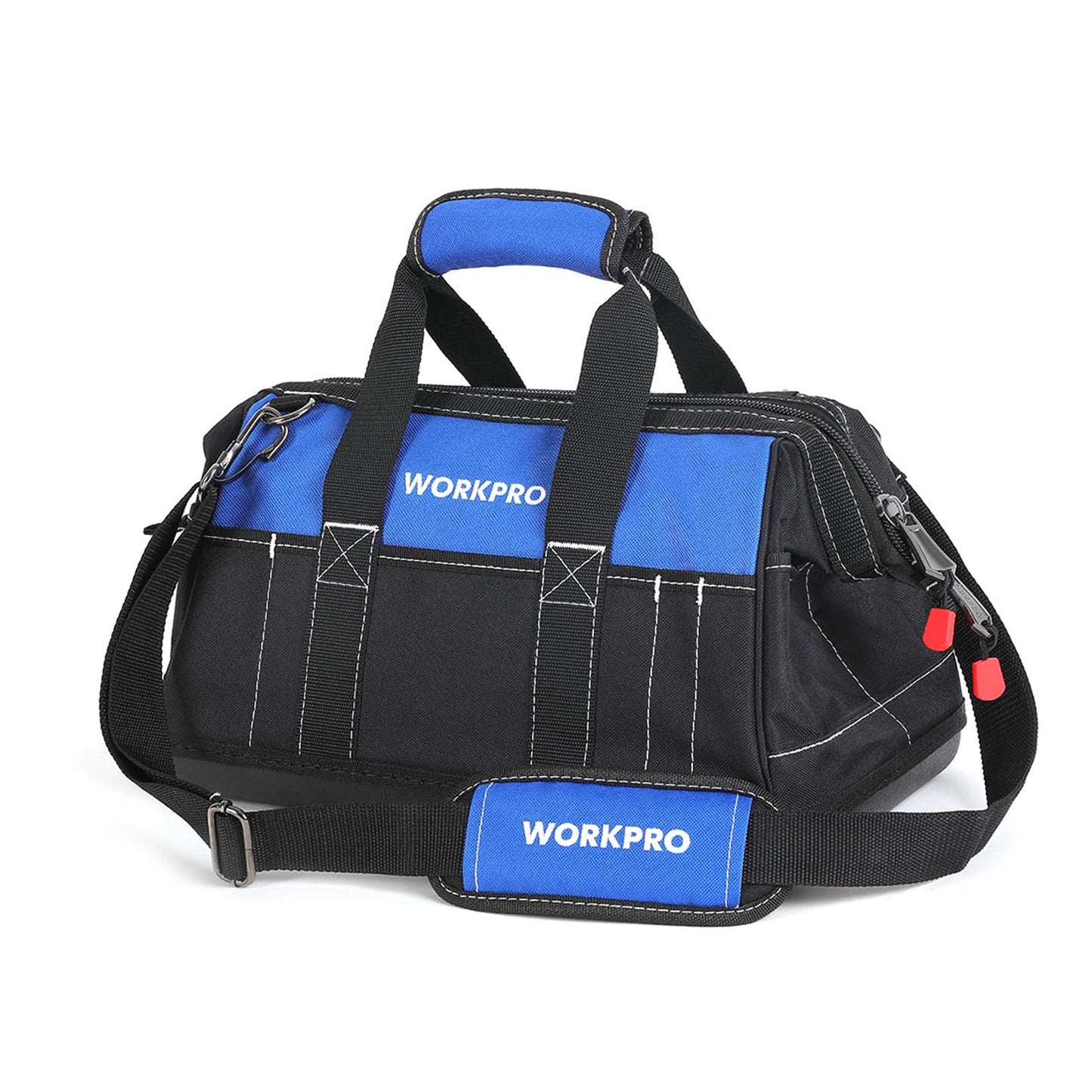 WORKPRO Tool Bag 16-inch, Multi-pockets Heavy Duty Tool Bag with Waterproof Plastic Hard Base, Wide Open Mouth Heavy Duty Electricians Tools Bag with