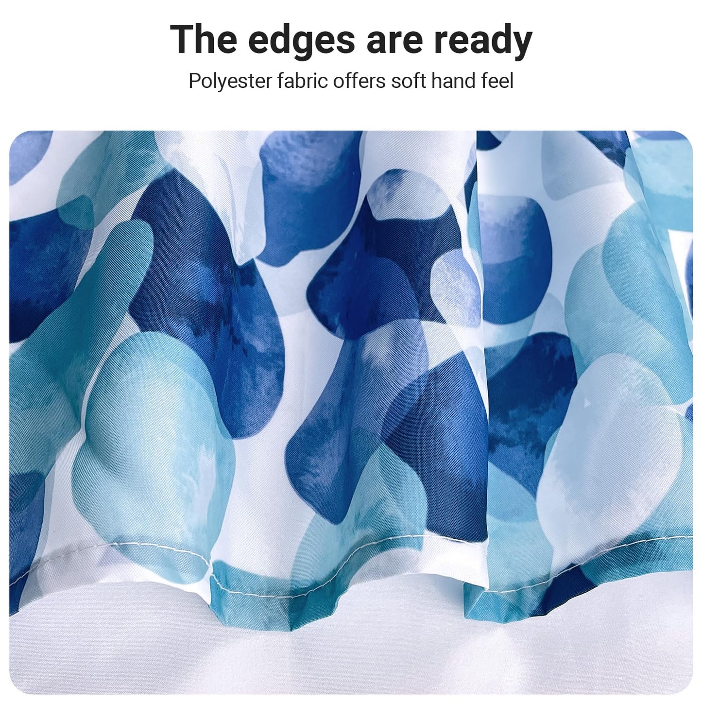 Lerores Shower Curtain, 180 x 200 cm, Blue Petals, Weighted Hem, Anti-Mould Textile, Water-Repellent