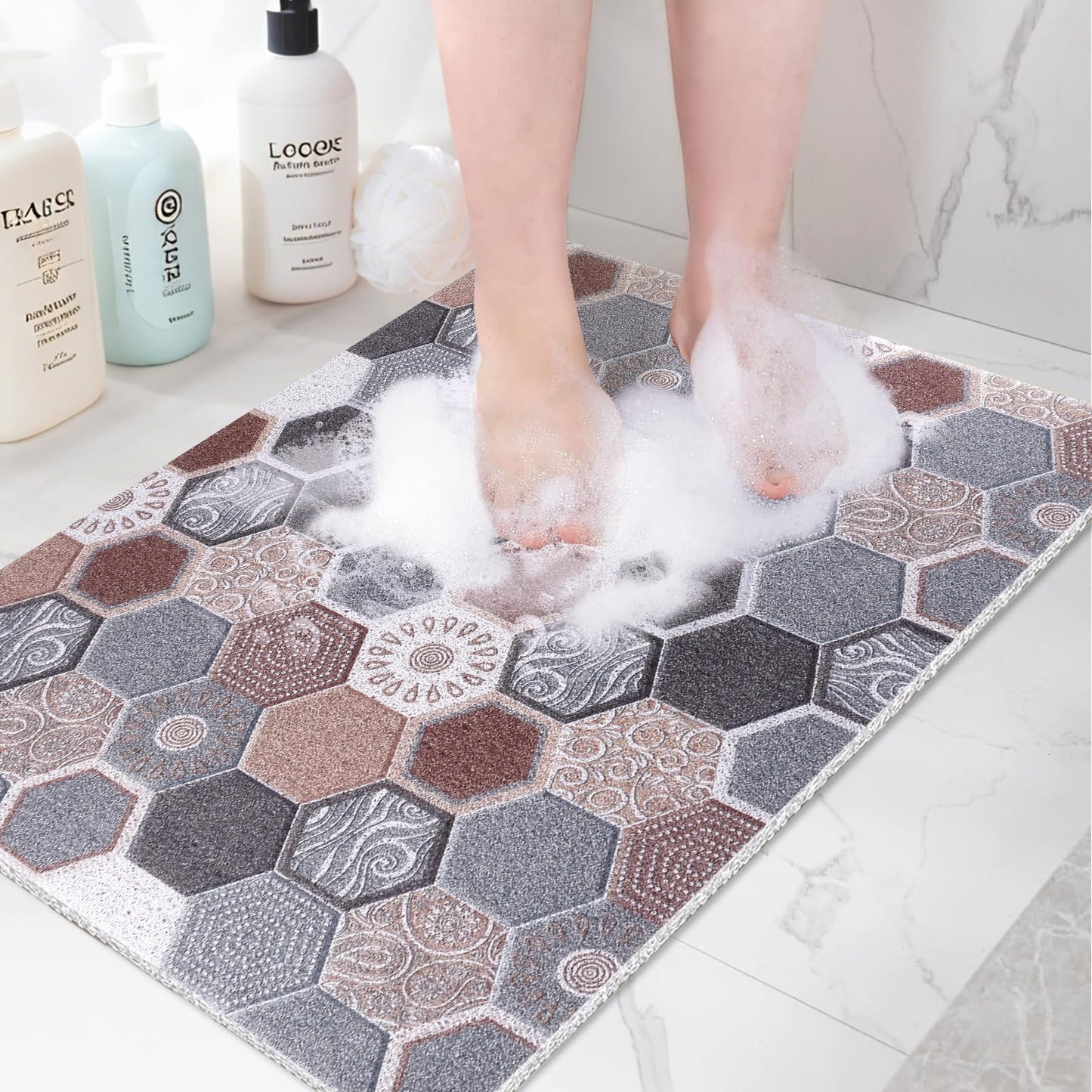 Extra Large Shower Mat Non-slip: 60 x 80 cm Bath Mat for Inside Shower Tub Mat Non Slip Anti Mould - Soft Textured Loofah Shower Massage Mat with