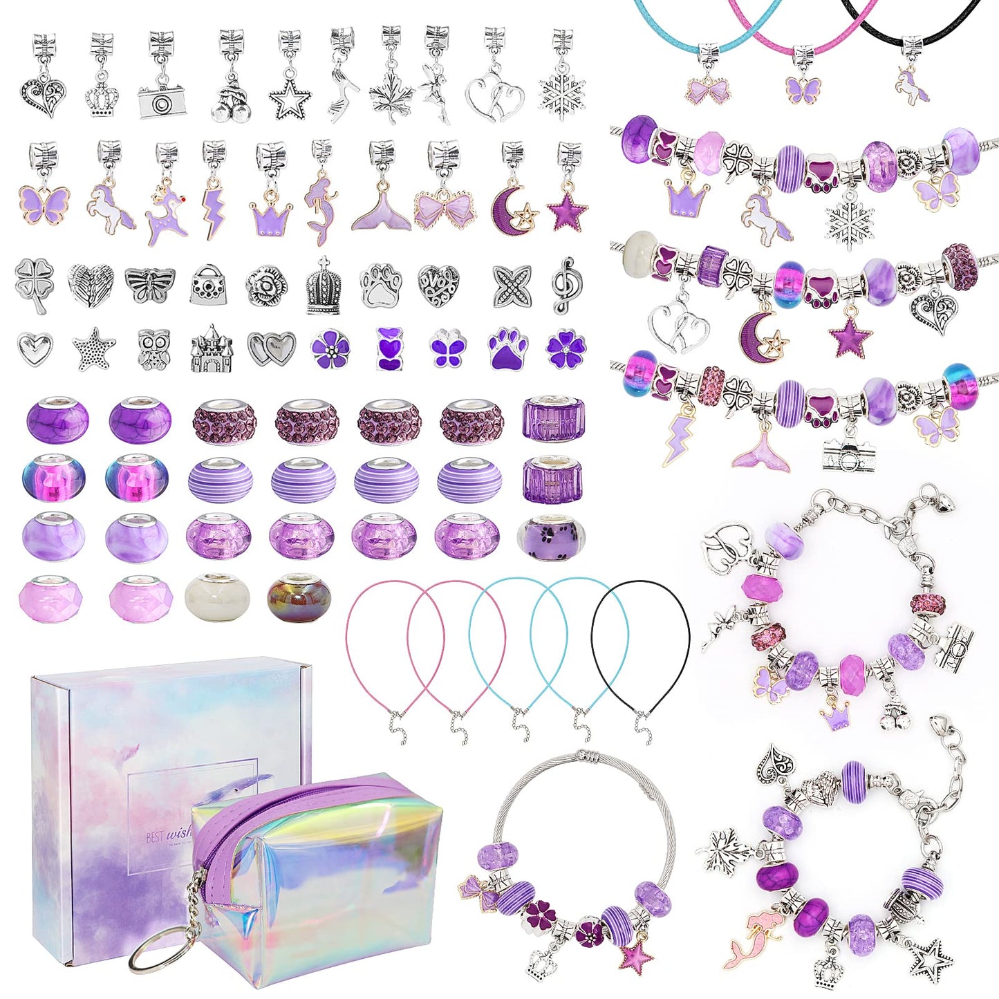 Homgaty Charm Bracelet Making Kit, Jewelry Craft Sets for Beginners, Creative Arts and Crafts Gift for Adults Women