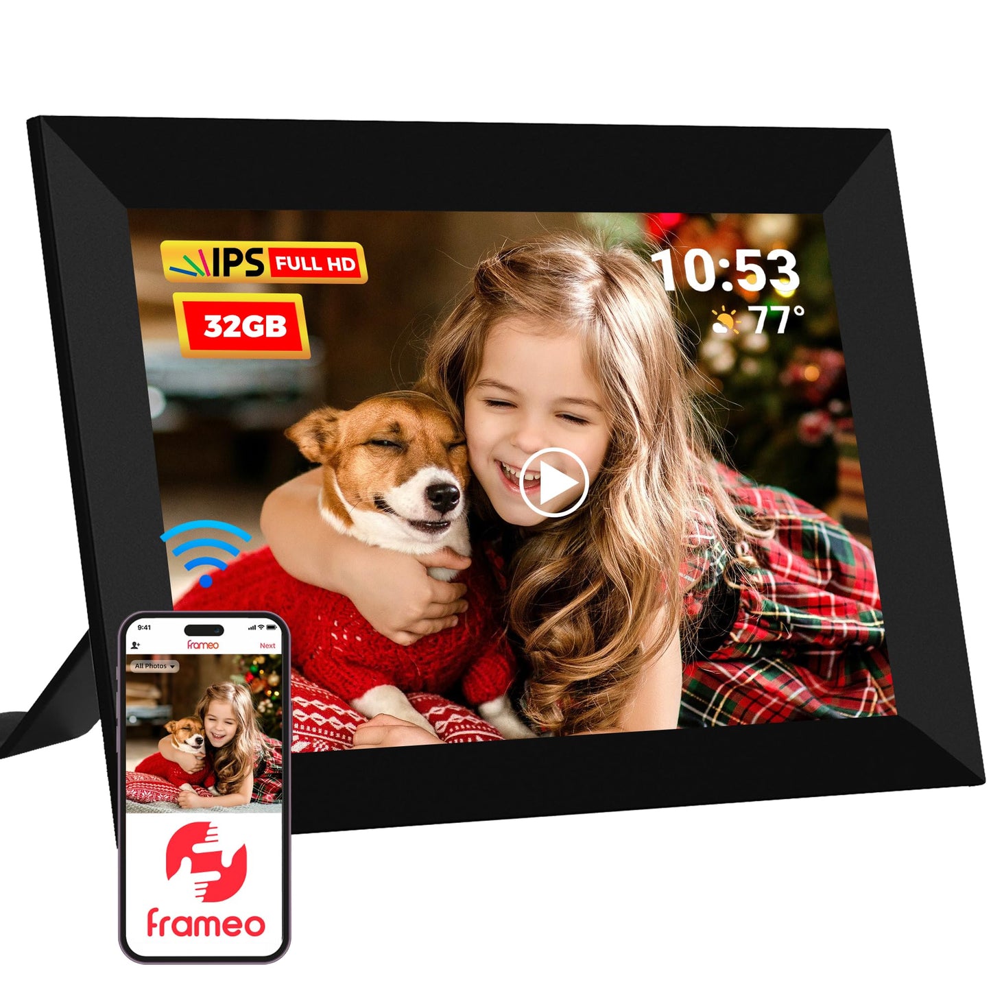 REUMAR Digital Picture Frame,10.1 inch,WiFi Smart Digital Photo Frame IPS LCD Touch Screen, auto-Rotate,Built-in 32GB Storage, Easy Setup to Share
