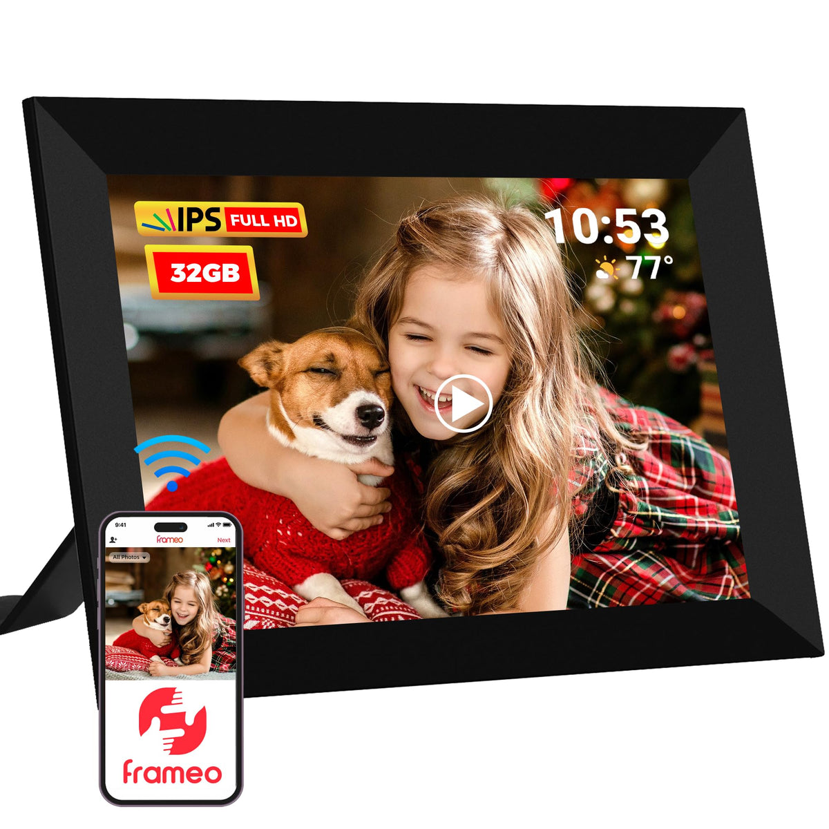 REUMAR Digital Picture Frame,10.1 inch,WiFi Smart Digital Photo Frame IPS LCD Touch Screen, auto-Rotate,Built-in 32GB Storage, Easy Setup to Share