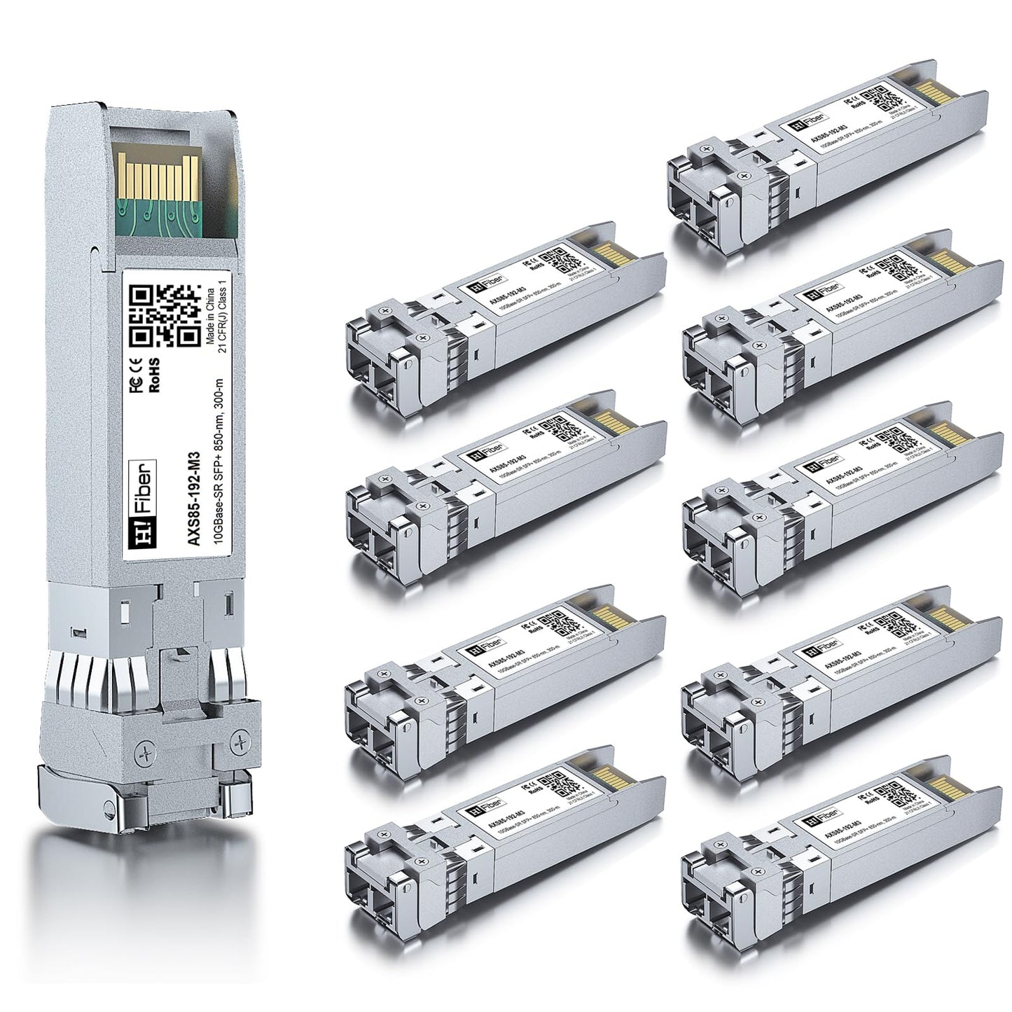 10 pack,10G Multimode SFP+ LC Module, 10GBase-SR Fiber Transceiver for Cisco SFP-10G-SR, Meraki MA-SFP-10GB-SR, Ubiquiti UniFi UF-MM-10G, Mikrotik,