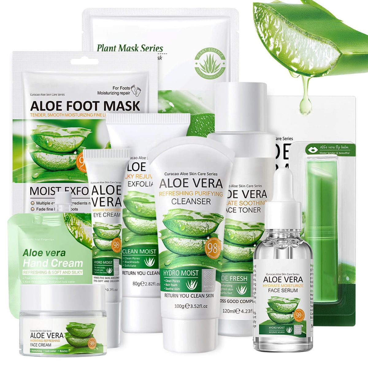 Leogony 10PCS Skin Care Sets for Women, Aloe Vera Gift Set for Teenage Girls, Face Skincare for Teen Girl