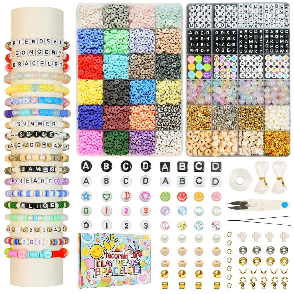 tacorald Friendship Bracelet Making Kit, 8600pcs Clay Beads with Letter Beads, Album Inspired Charms for Jewelry Making Kit Gift for Teen Girls Arts