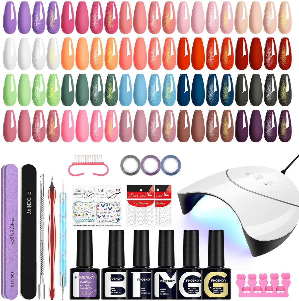 PHOENIXY 20 Colours Gel Nail Polish Set, Gel Nail Kit with 36W Manicure Lamp - ST9O22
