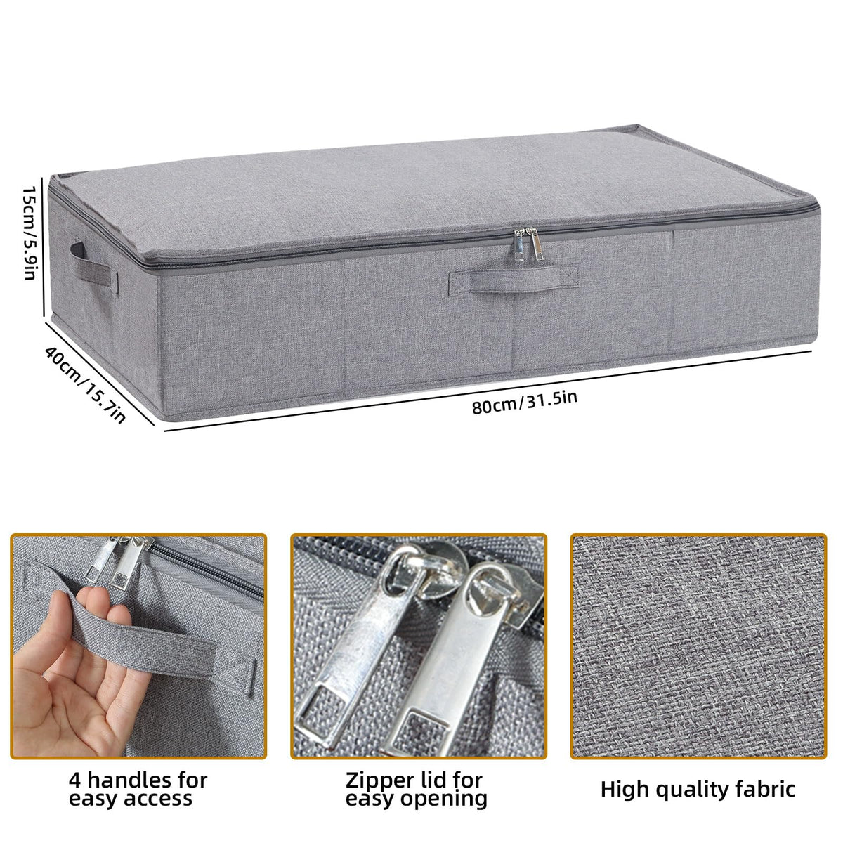 YheenLf 2-Pack Under Bed Clothes Storage Bgas with Lid, Foldable Wardrobe Organiser with Reinforced Handles for Blanket, Sheets, Clothing, Shoes,