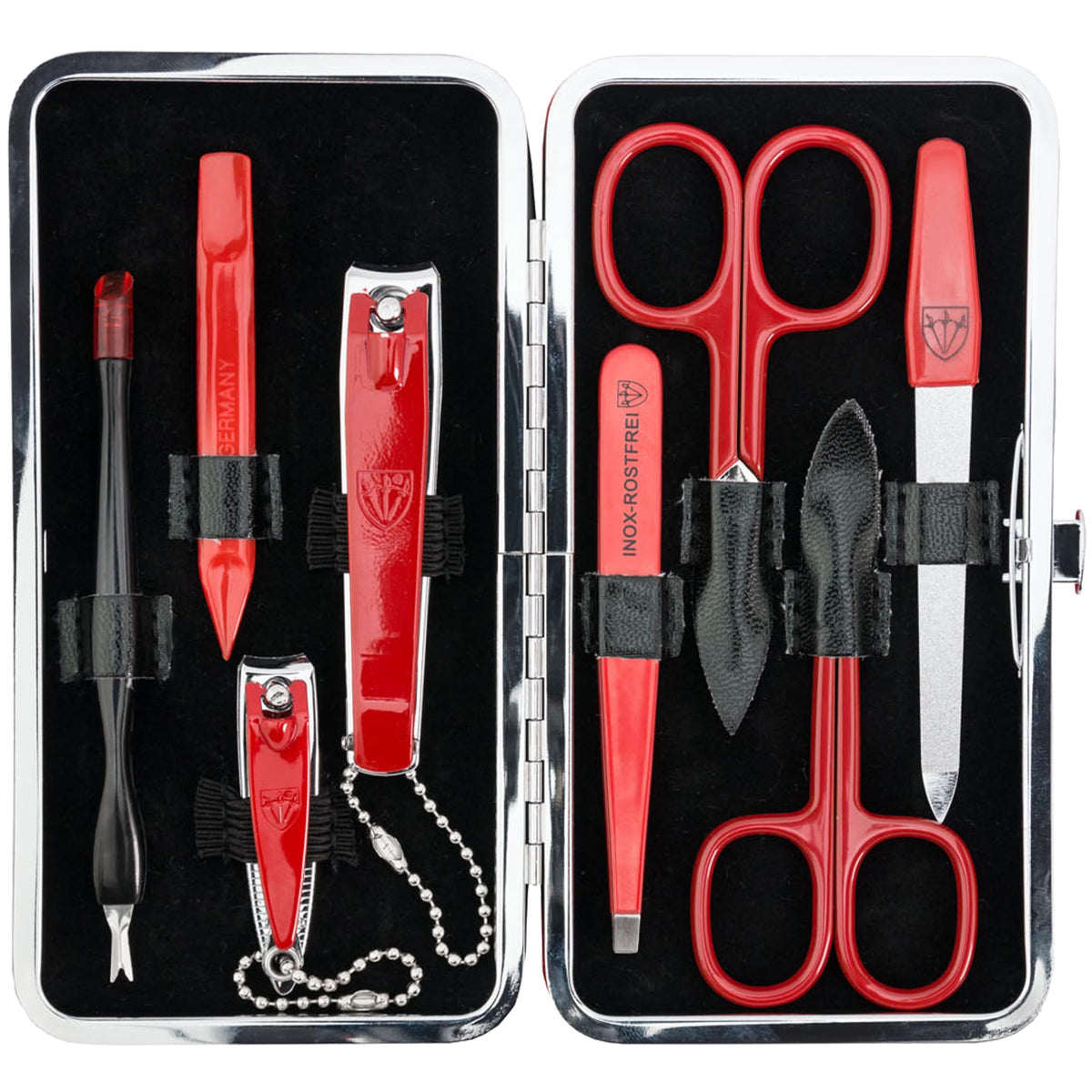 3 Swords Germany - brand quality 8 piece manicure pedicure grooming kit set for professional finger & toe nail care scissors clipper fashion leather