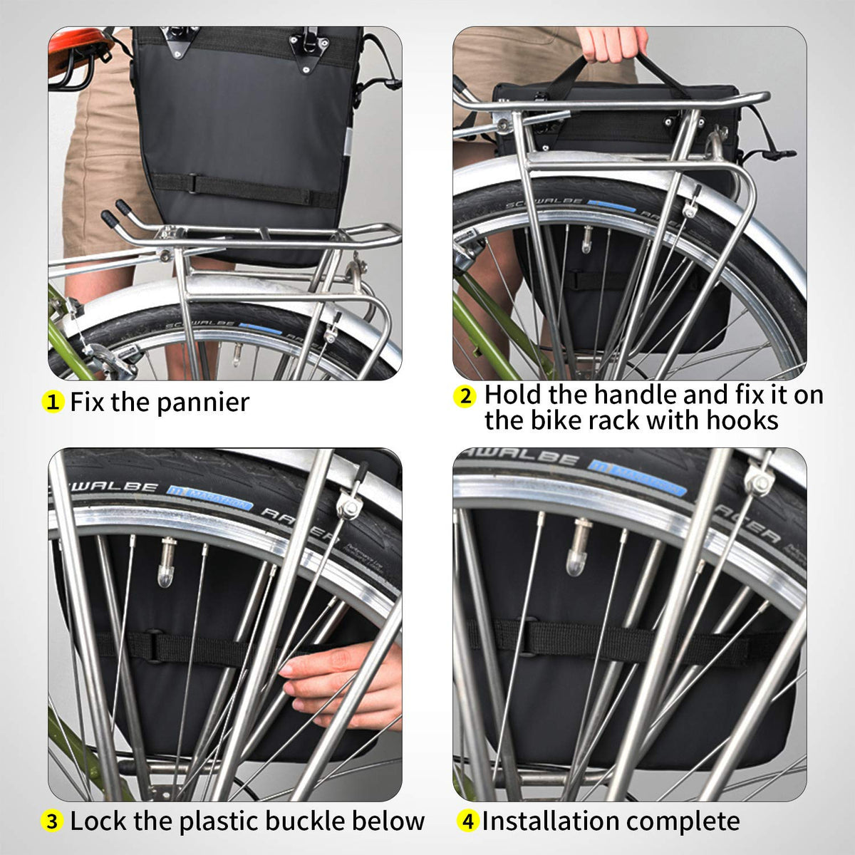 BAIGIO 3-in-1 Multifunctional Bike Panniers Large 75L Bicycle Rear Rack Bags for Back Seat Cycling Carrier Backpack with Shoulder Straps & Waterproof