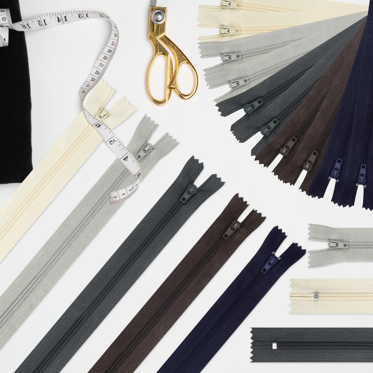 DOITEM Zip Nylon Zips, 25 cm Long, 2.5 cm Wide for Clothing, Bag, Pencil Case, Cushion Cover, Pack of 10, 5 Colours (5 Colors, 20cm)