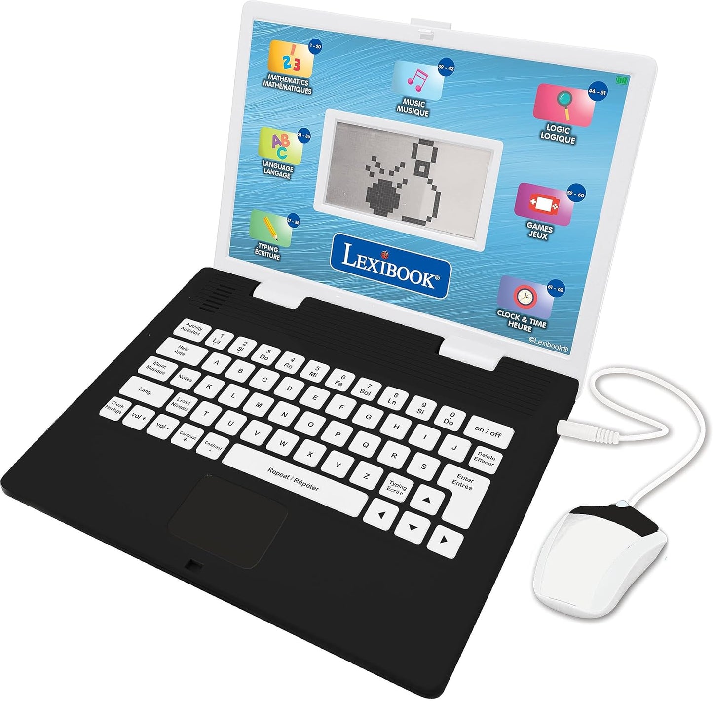 LEXIBOOK, Educational Laptop Bilingual English/French, Used acceptable, tested, keys stick at the time, original scruffy box