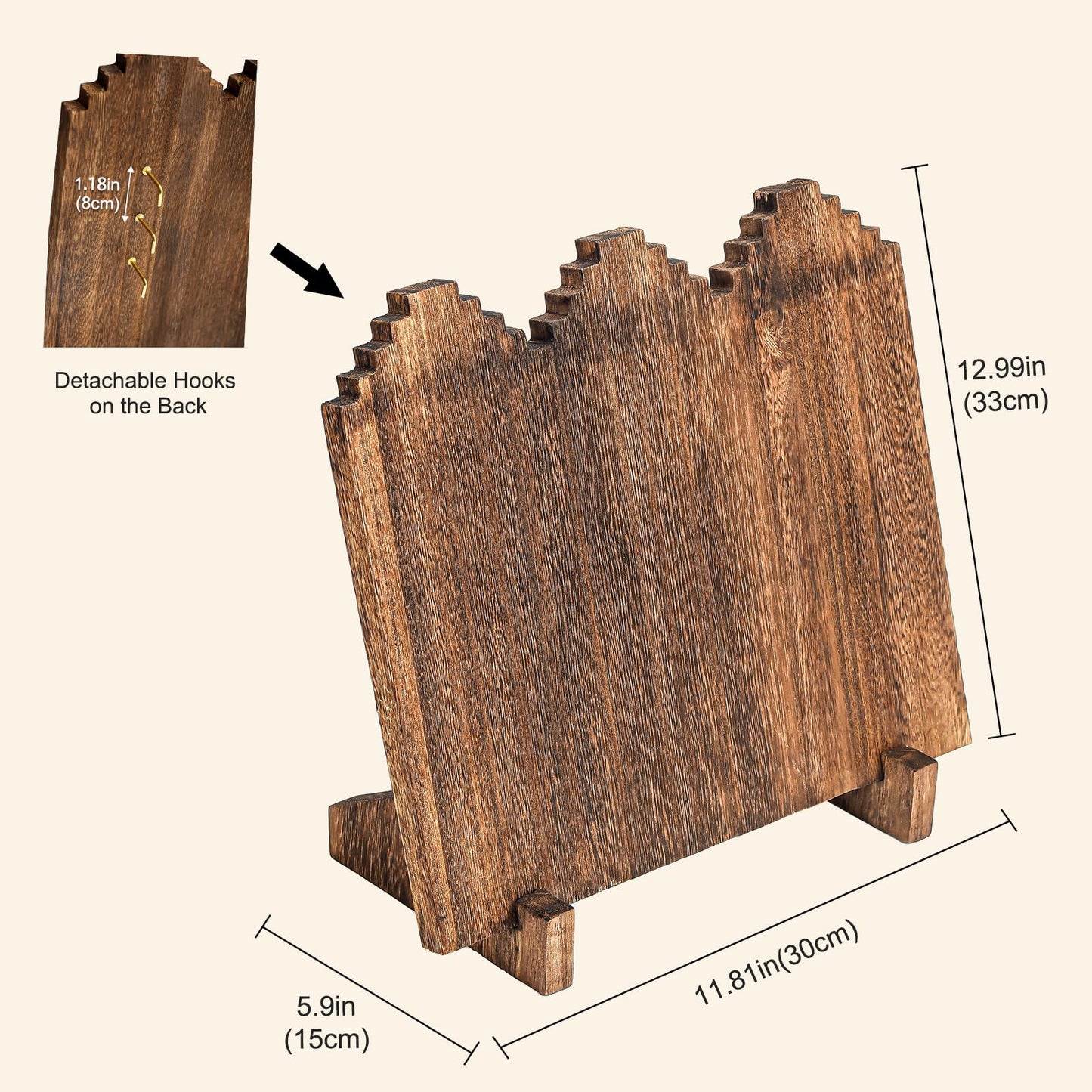 Lolalet Wooden Necklace Display Stands for Selling -2 Pack, Oak