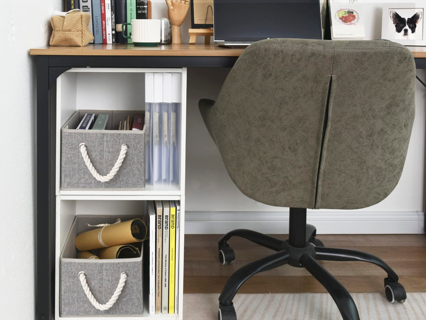StorageWorks Storage Baskets for Shelves, Foldable Storage Boxes with Soft Handles, Fabric Organiser Boxes for Wardrobe