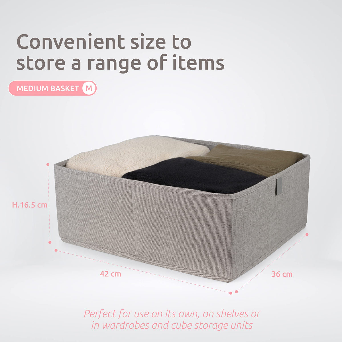 Compactor Oxford Large Drawer Organizer - Grey, 42X36X16.5 cm, Oxford Fabric and Cardboard, Sku: RAN10732
