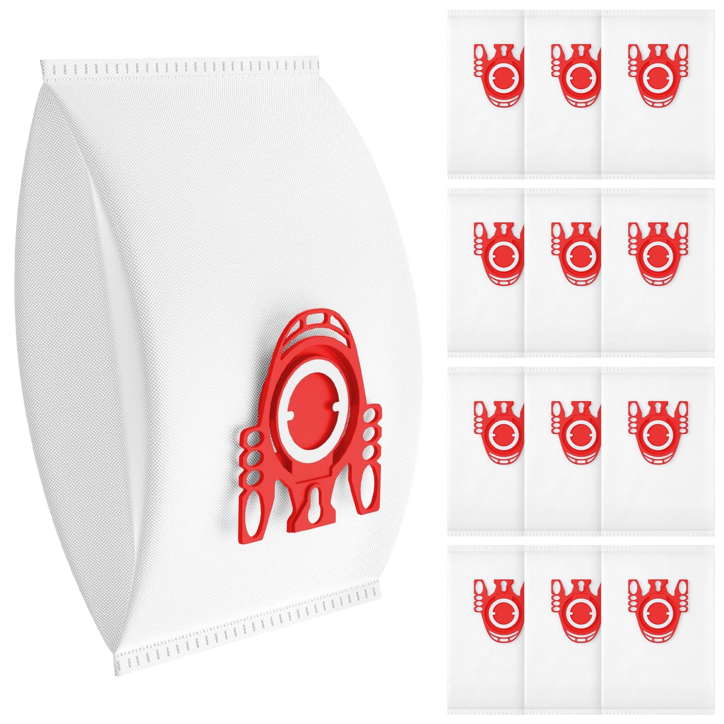 12 Pack FJM Vacuum Bags Compatible with Miele Hoover Bag, HyClean FJM Vacuum Bags for Compact C1, Compact C2, S4000 S6000 Series, Includes 4 Motor