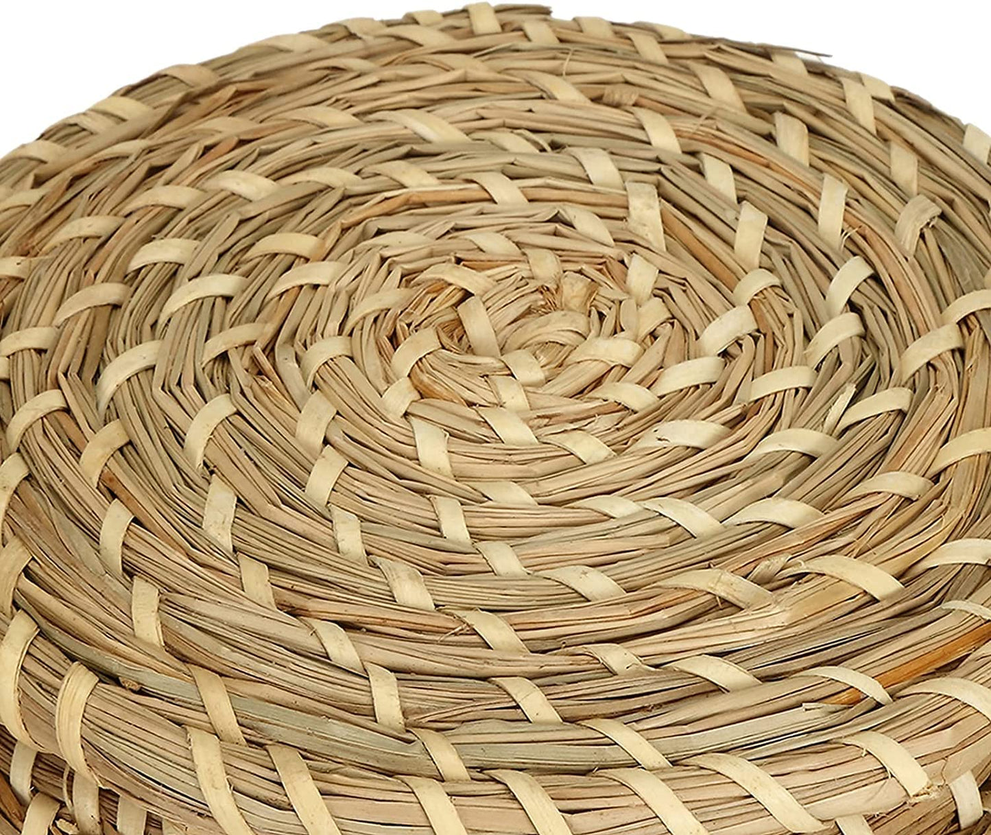 Dicunoy Set of 3 Small Wicker Basket with Lid, Round Woven Seagrass Baskets, Little Handmade Rattan Storage Basket Box for Shelf, Home, Bathroom