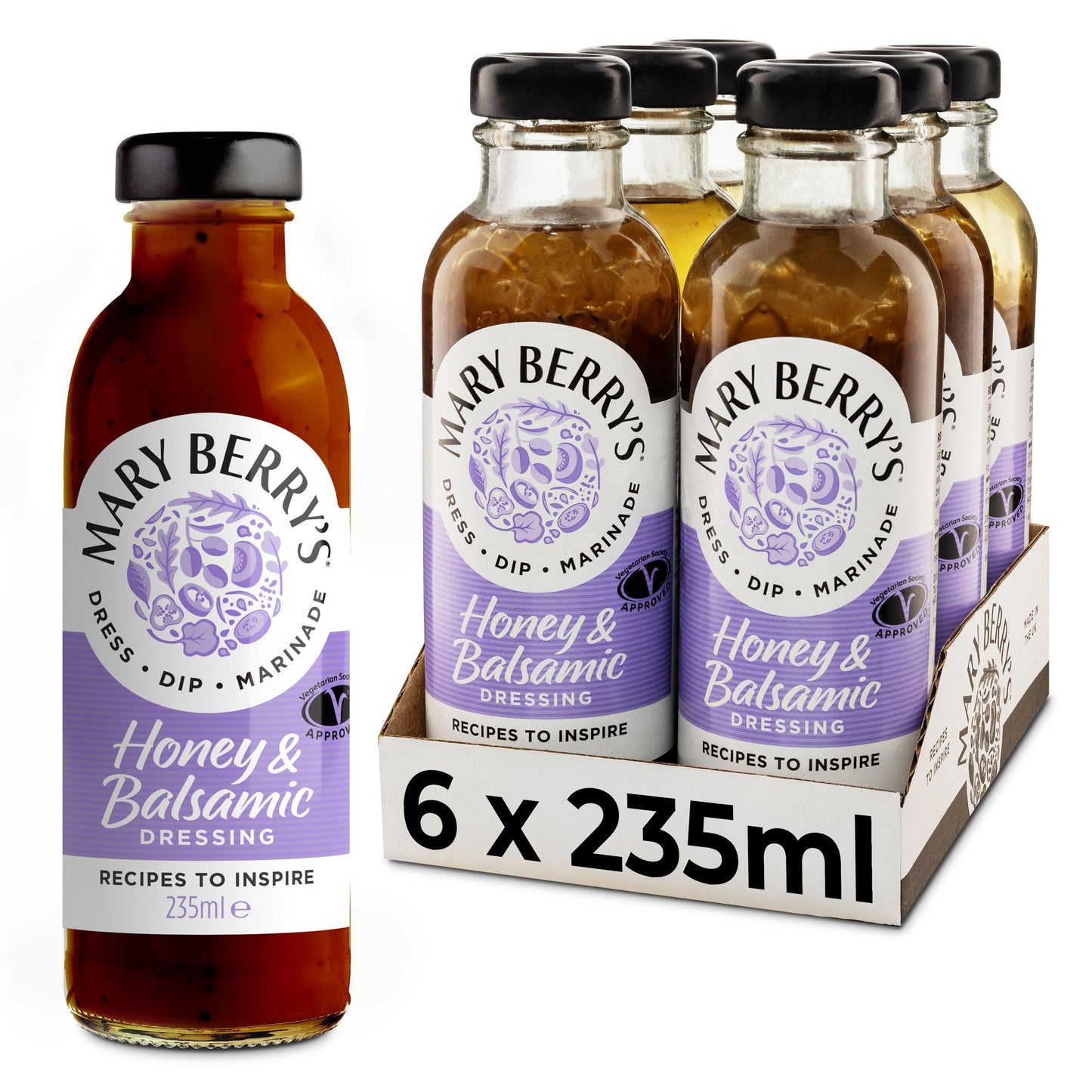 Mary Berrys Honey and Balsamic Vinaigrette, 235 ml (Pack of 6)