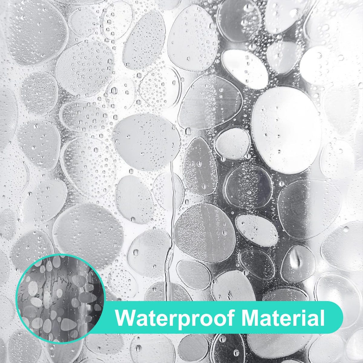 HAGOT Shower Curtain, Water and Mould Resistant Bathroom Curtain, EVA Fabric, Bath Curtain with Hooks, 180 x 200 cm