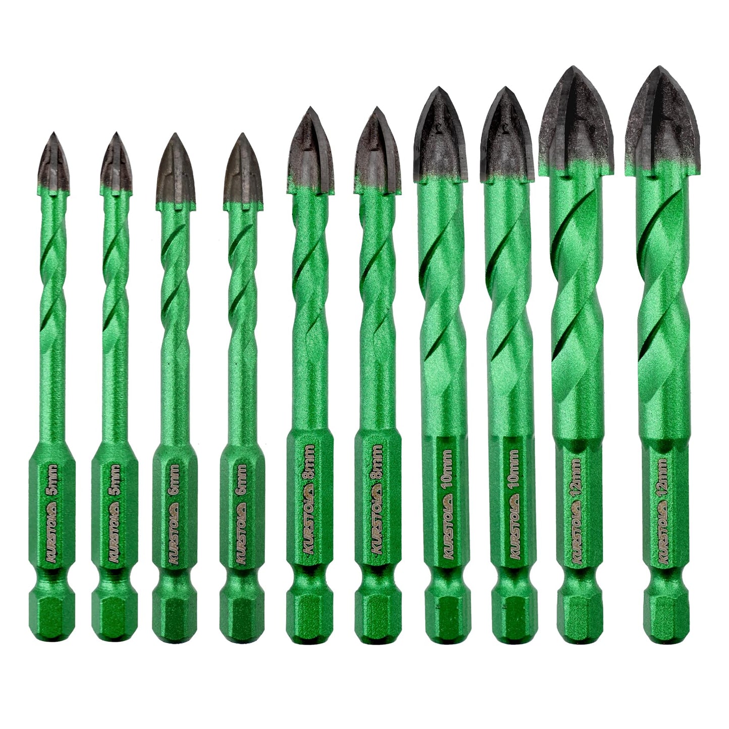 KURSTOL Masonry Diamond Drill Bit - 10pcs 5/6/8/10/12mm Concrete Diamond Hole Saw Set for Wood Plastic Brick Ceramic Tile Etc,Diamond Core Drill Bit