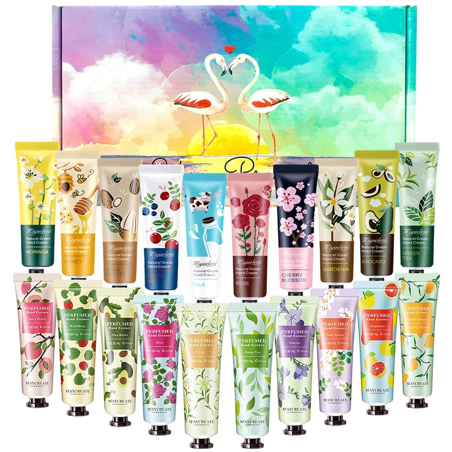 SmoBea Plant Fragrance Hand Cream, 20 x 30ml Mini Hand Cream Gift Set, Daily Moisturising Hand Cream Working Hands, Deeply Hydrating & Nourishing