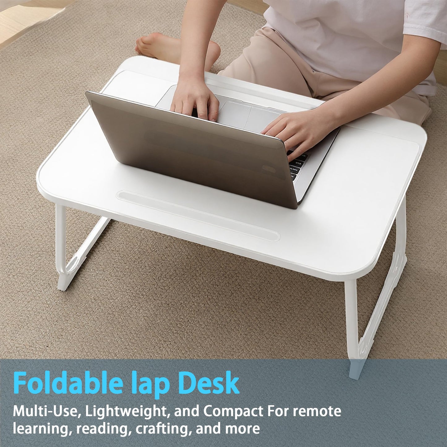 Lap Desk, Bed Table with Drawer, for Laptop, Reading, Writing, Eating & Watching Movies on Bed, Sofa, or Floor, Office and Home (White)