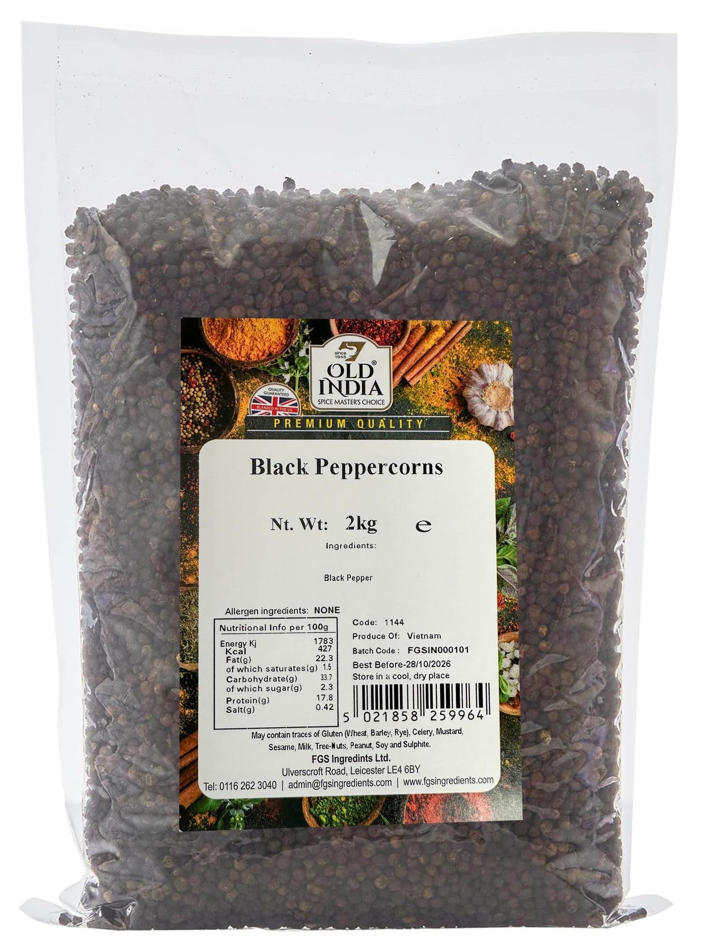 Old India Black Peppercorns 2kg