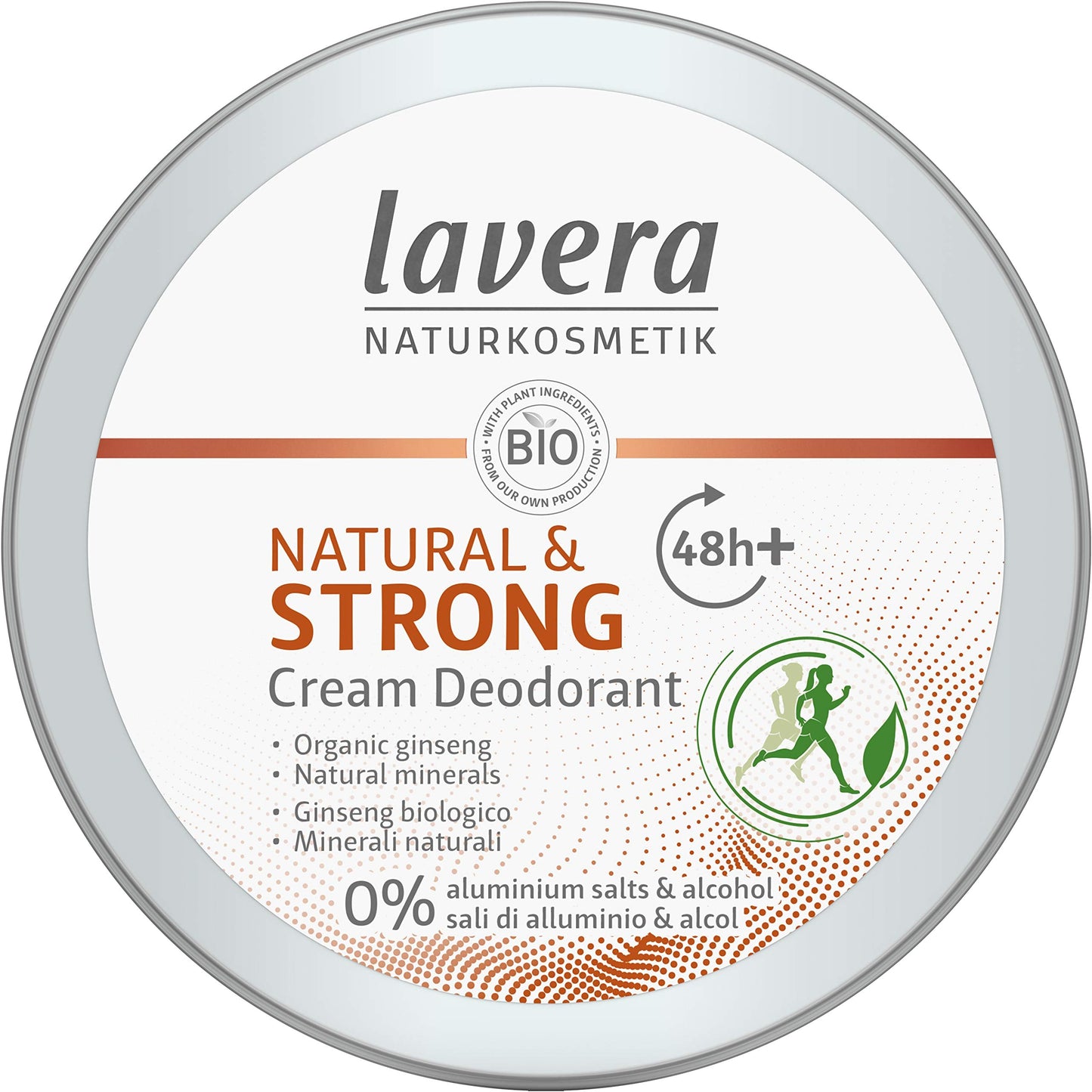 lavera Deo Creme NATURAL & STRONG 48+ h - vegan - natural cosmetics - without aluminum - active composition with organic ginseng and natural minerals