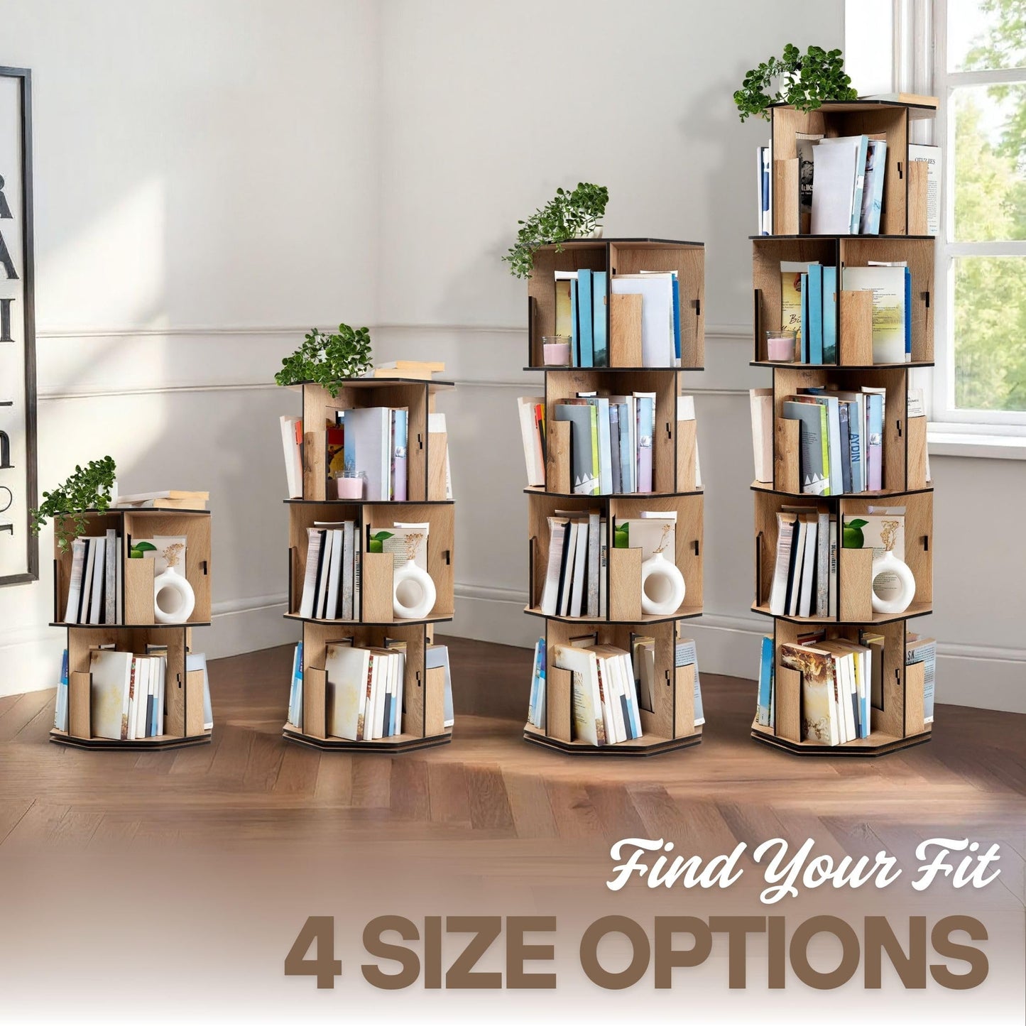 vigowood Corner Shelf Kids Bookshelf, Rotating Book Shelf for Kids Rooms – Space-Saving Wooden Storage Organizer for Books and Toys (Walnut, 2 Tier)