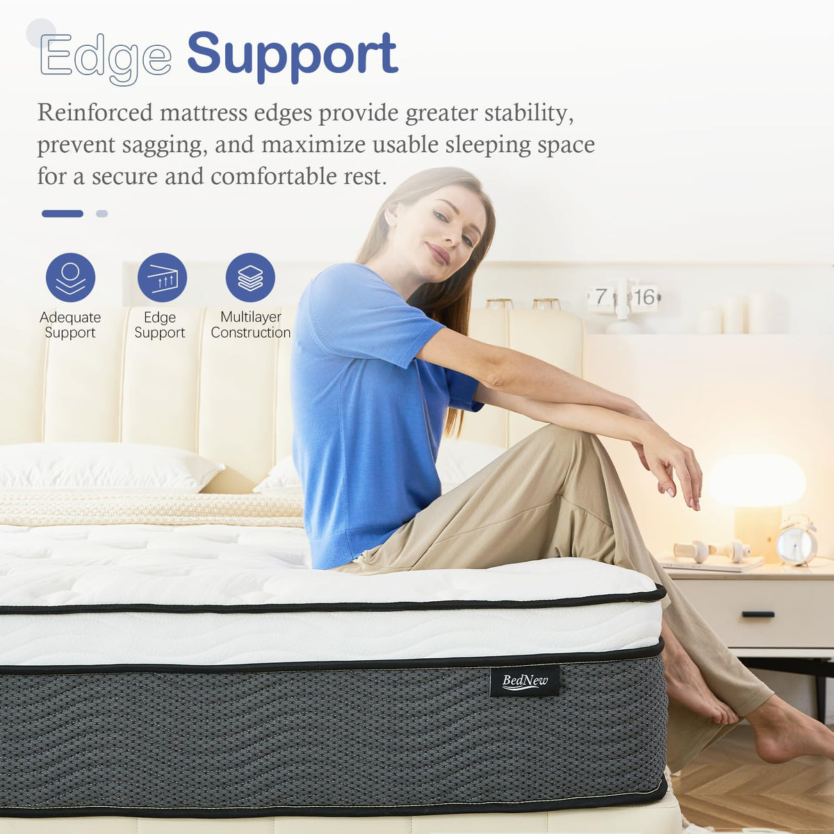 Bednew Small Double Mattress 4FT, 11 Inch Innerspring Hybrid Mattress with Breathable Foam and Pocket Spring For Gentle Support and Cool Comfort