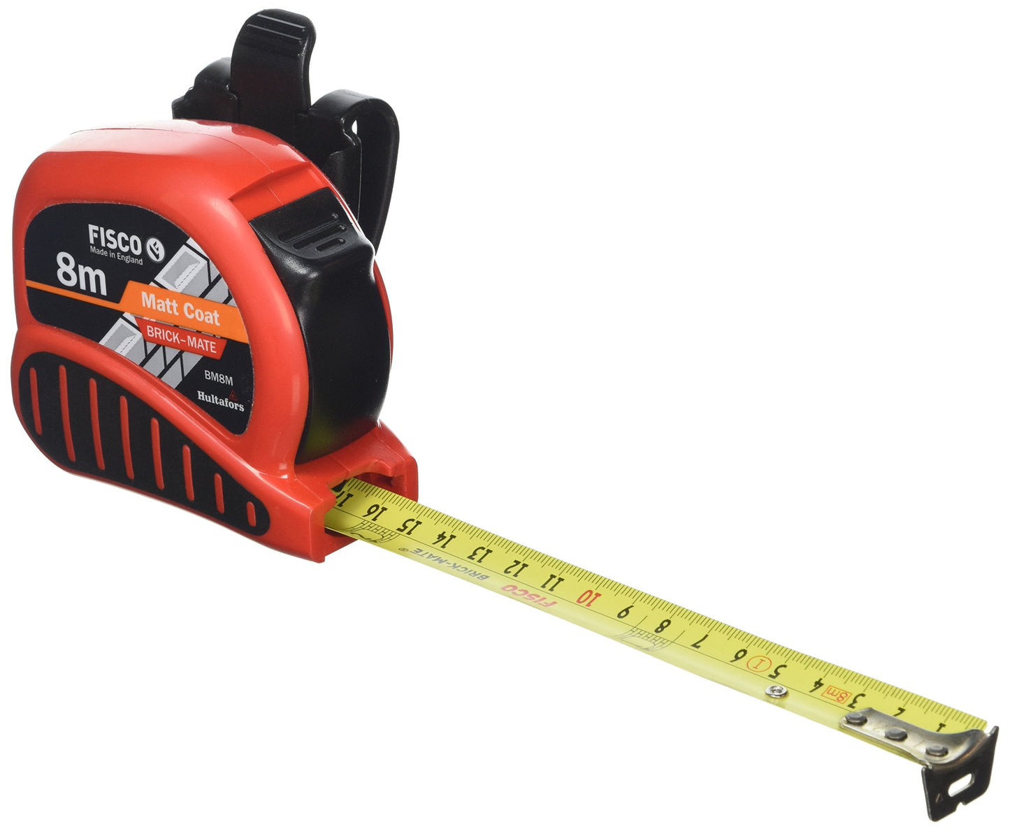 Brick-Mate 8m Pocket Tape I Made in UK I Width 25mm I EC Class I I For metric measurements I Optimized for professional bricklayers I 3 functions I