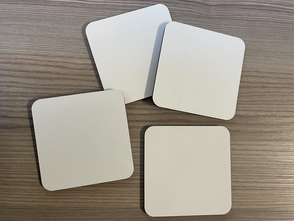 MDF Blank Sublimation Coasters Cork Backed - 9cm x 9cm White Blanks Square (50)