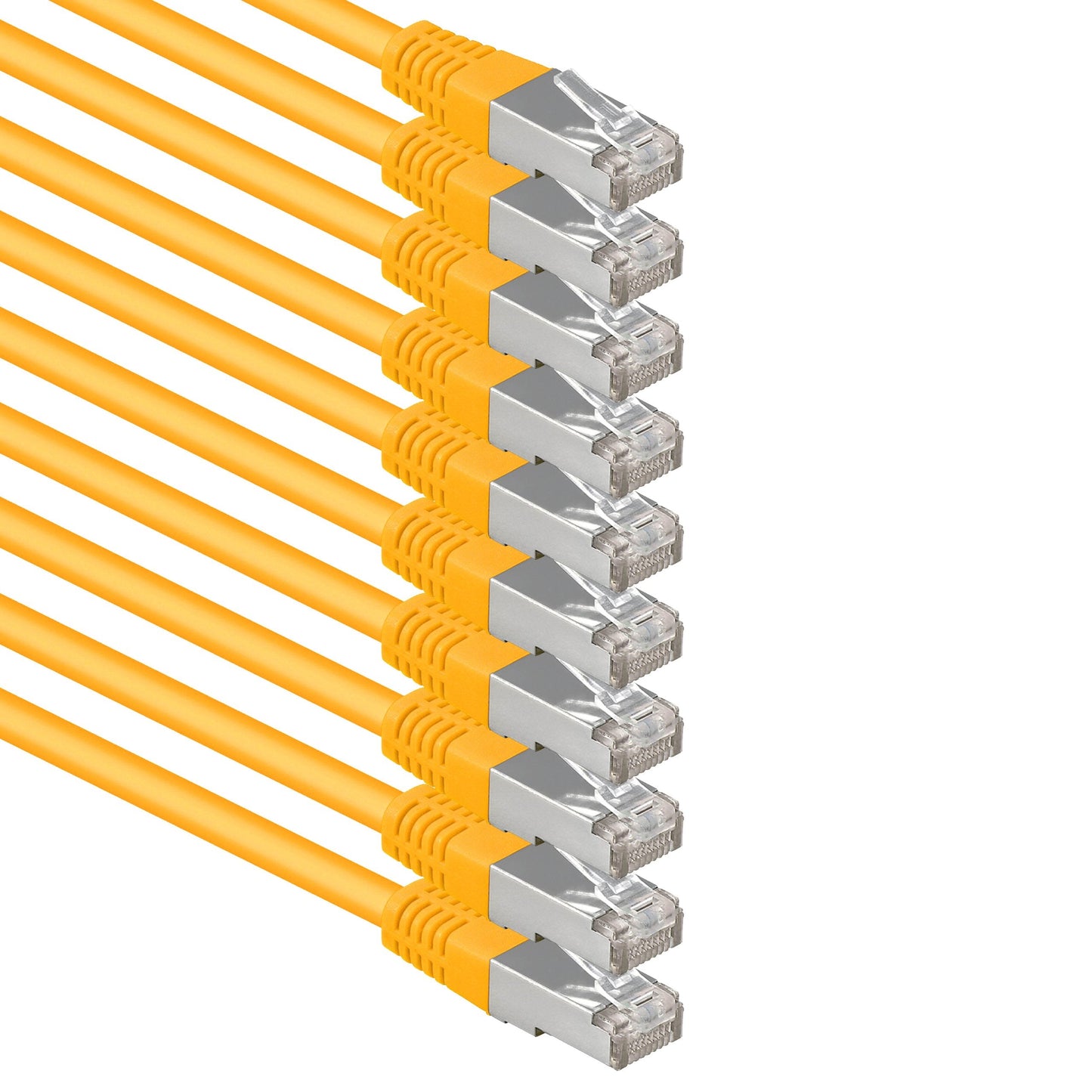 1aTTack.de 1 m yellow - pack of 10 Cat.6 patch cable network cable CAT6 S-FTP Gigabit Lan PIMF CAT 6 copper CU halogen-free Internet DSL game console