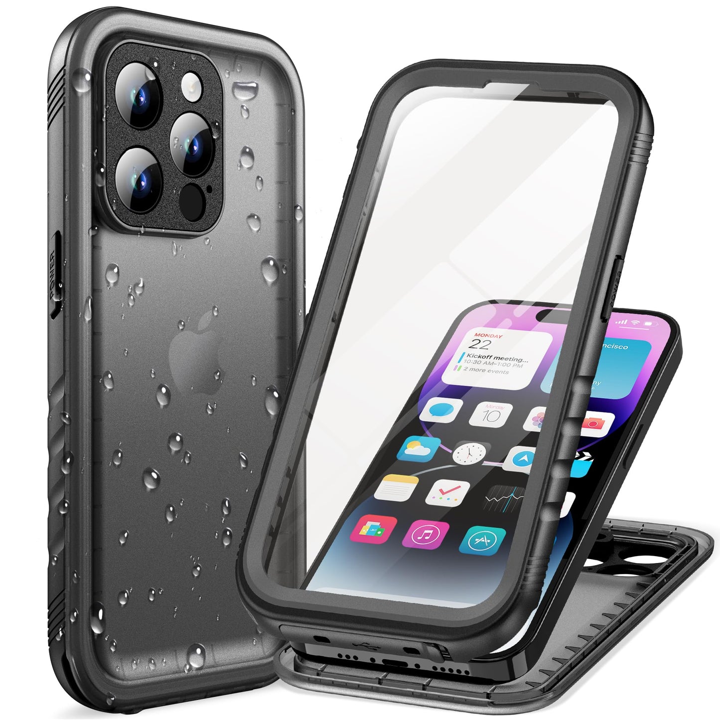 Cozycase for iPhone 14 Pro Max Case Ultra Waterproof - 360 Heavy Duty Shockproof/IP68 Underwater Dustproof/Double Full Body/Front and Back ProMax
