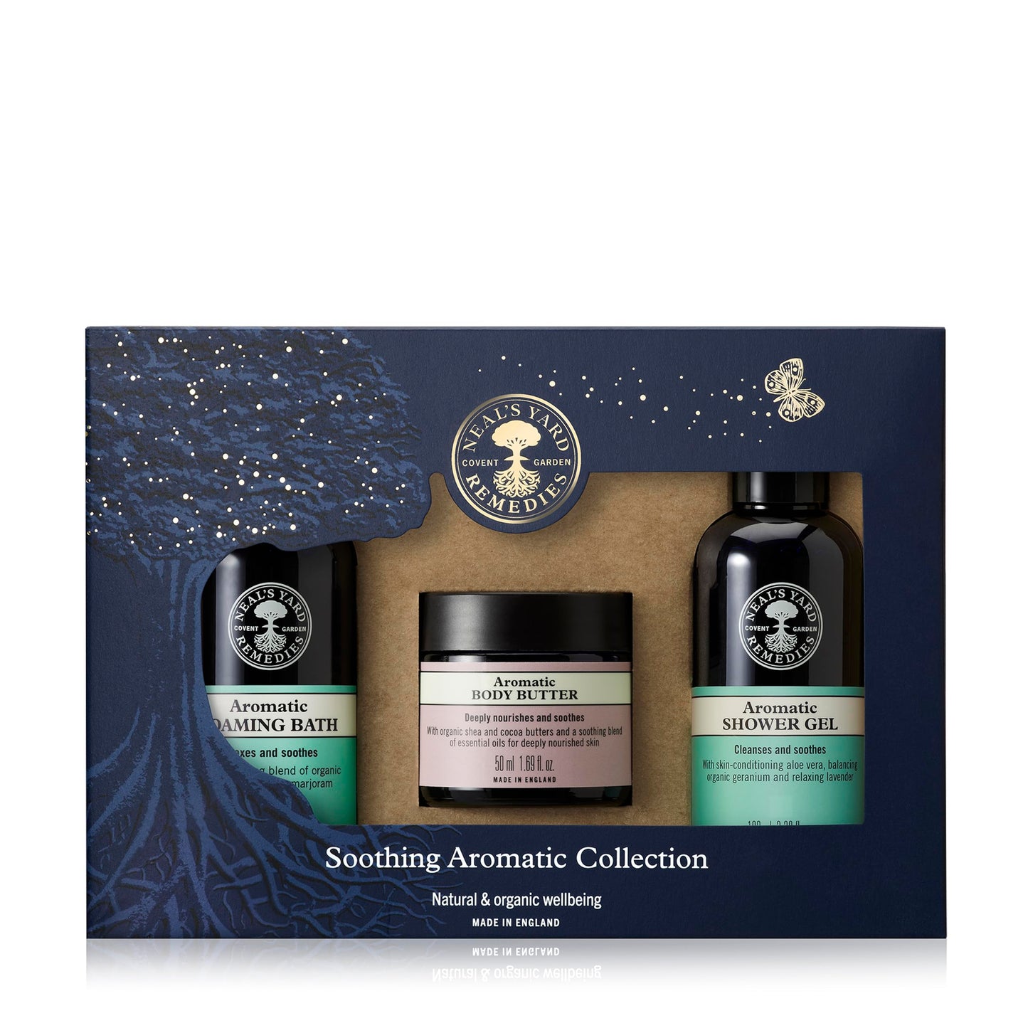 Neal's Yard Remedies Soothing Aromatic Gift Set With Bath Soak, Body Butter & Shower Gel, Cruelty-Free, Set of 3