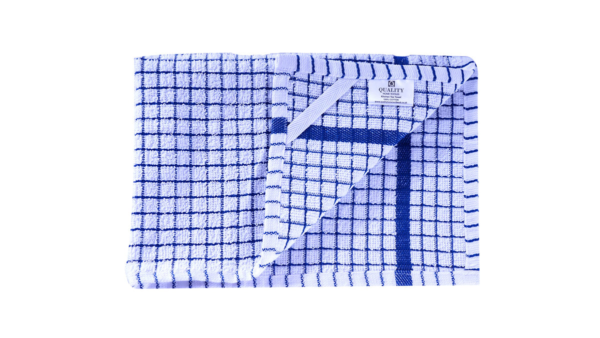 QUALITY HOME TEXTILES 100% Cotton Large Luxury Terry Towelling Tea Towels with Hanging Loop