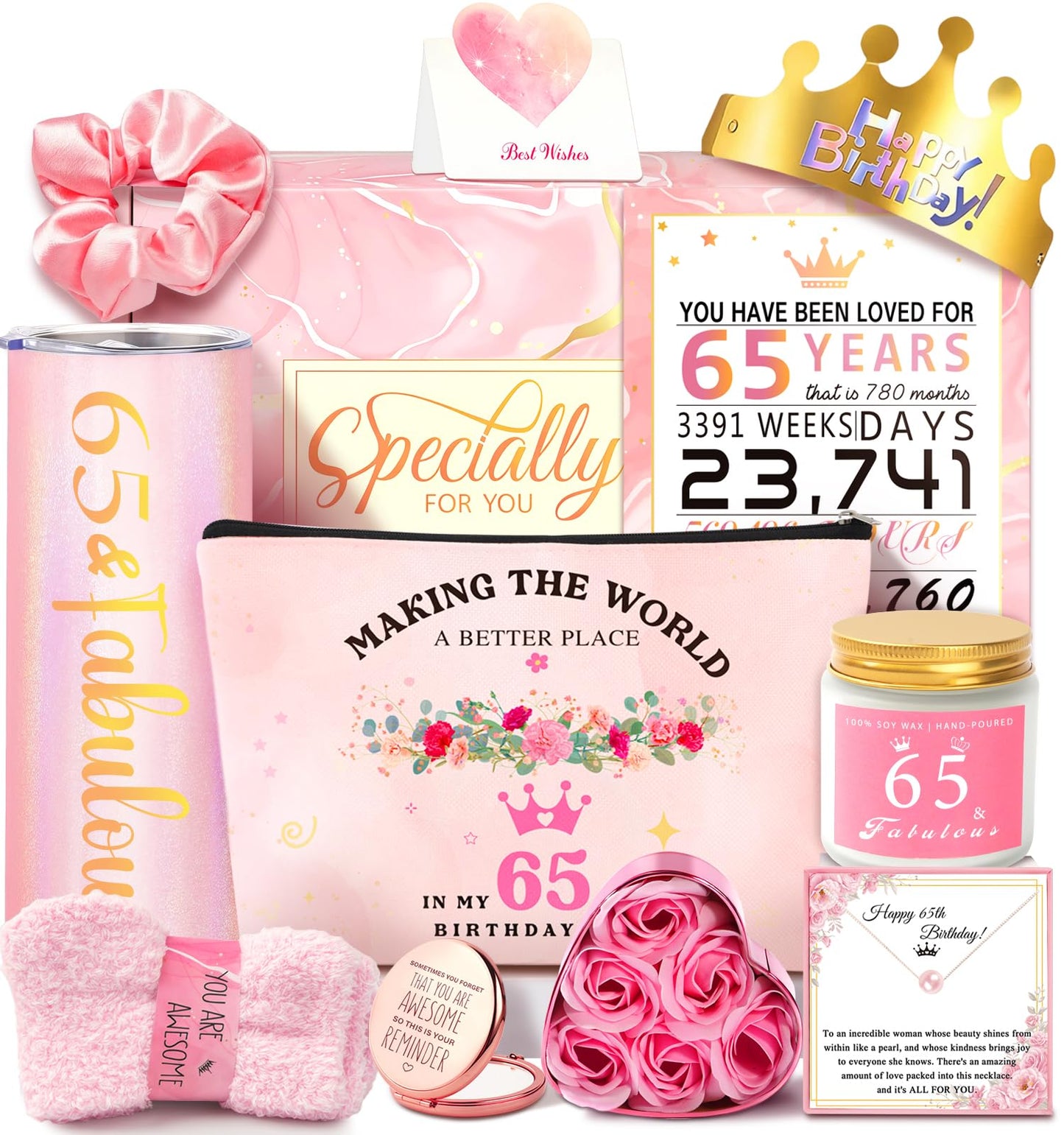 65th Birthday Gifts For Women, Happy 65th Birthday Gifts For Her Mom Sister Wife Best Friend Turning 65, Unique Gift For 65 Year Old Woman Birthday,