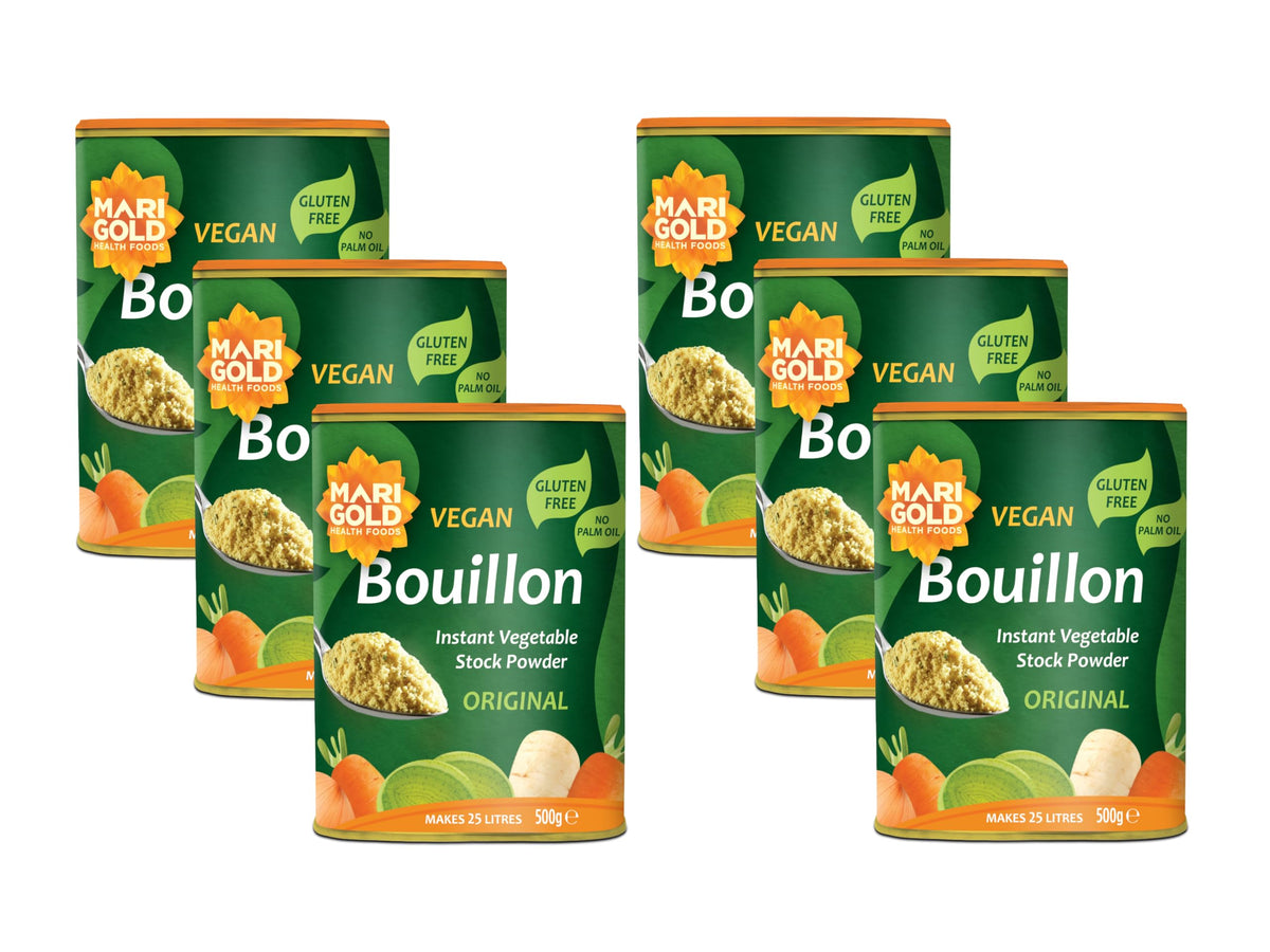 Marigold Vegetable Bouillon Powder, 500g (Pack of 6) ? Instant Vegan Stock powder, Natural Ingredients, No Artificial Additives ? Ideal for Soups,