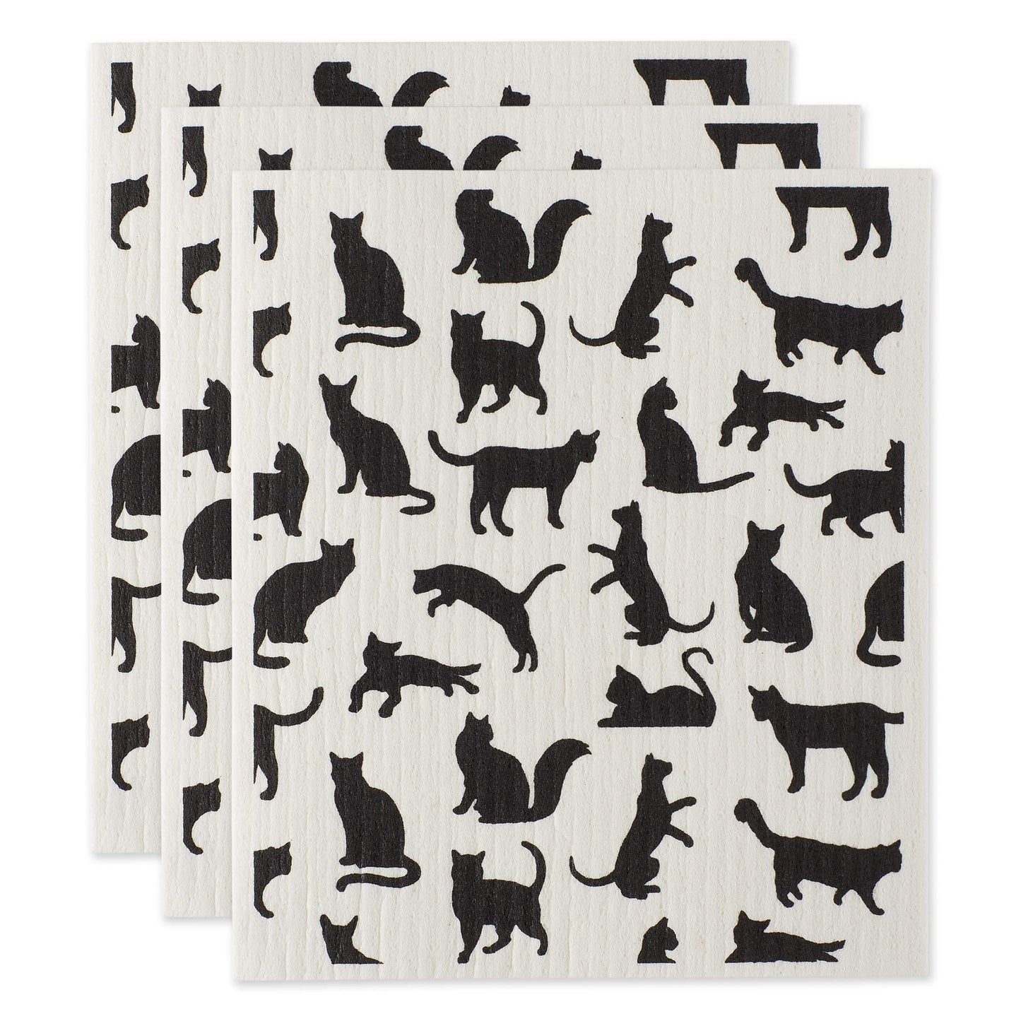 DII Reusable, Machine Washable & Dishwasher Safe, Biodegradable, Cotton, Cats, 7.75 x 6.75