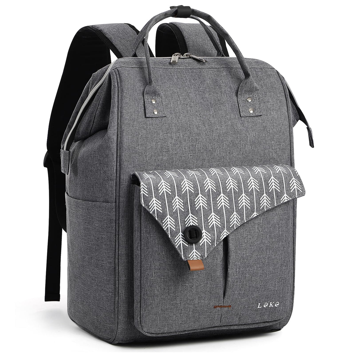 Lekesky Laptop Rucksack Bag 15.6 Inch Computer Backpack School Bag for Travel Business College Women Men- Grey