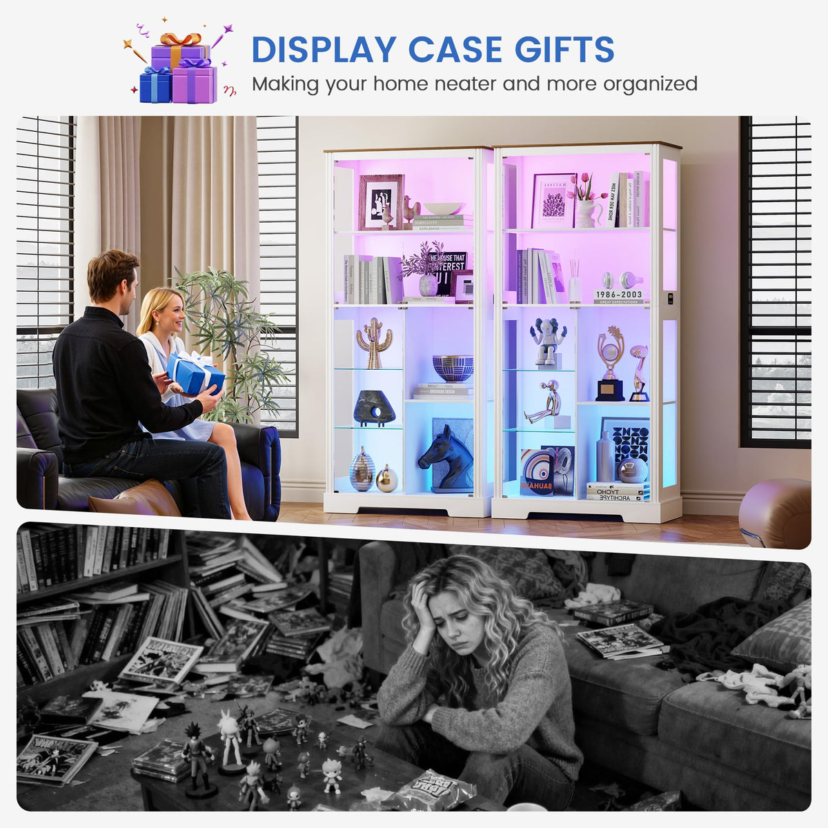 180cm Display Cabinets with RGB Lights and Human Sensing for Living room