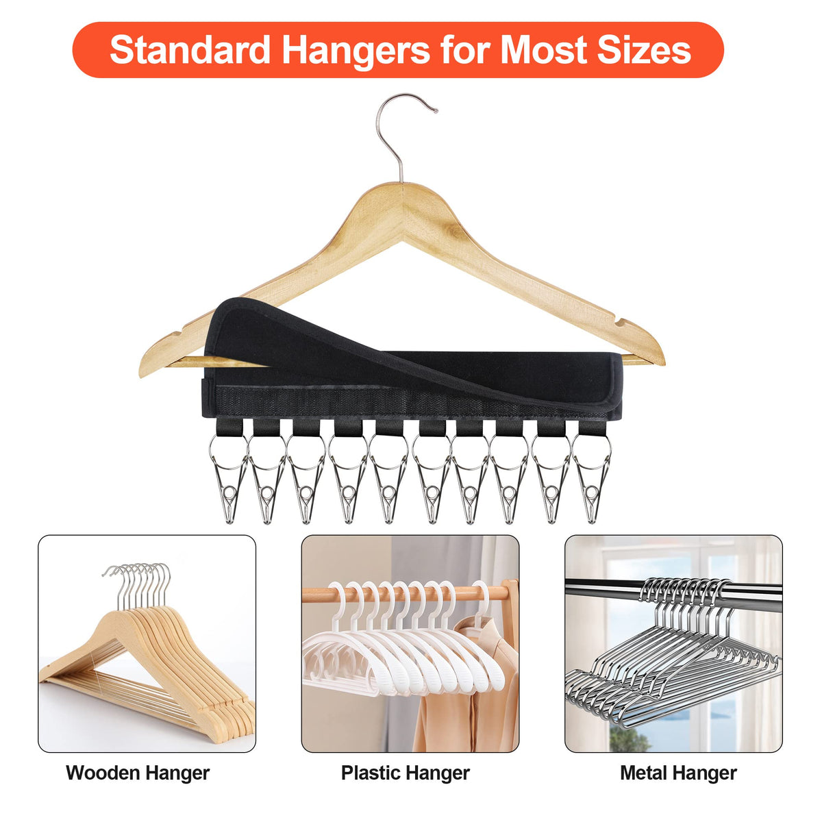 UCOMELY Hat Organizer Holder for Hanger & Room Closet, 2Pack 10 Large Stainless Steel Hat Storage Clips, for Hang Baseball Hats, Ball Caps