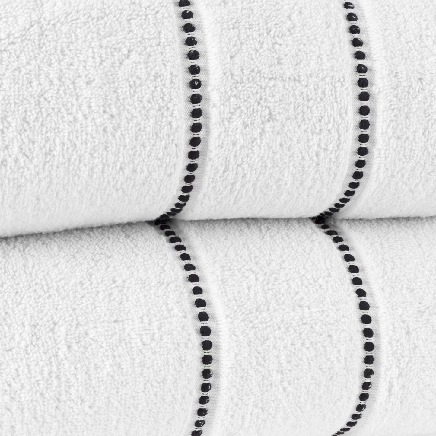 Luxury Cotton Towel Set- 2 Piece Bath Sheet Set Made From 100% Zero Twist Cotton- Quick Dry, Soft and Absorbent By Bedford Home (White/Black)