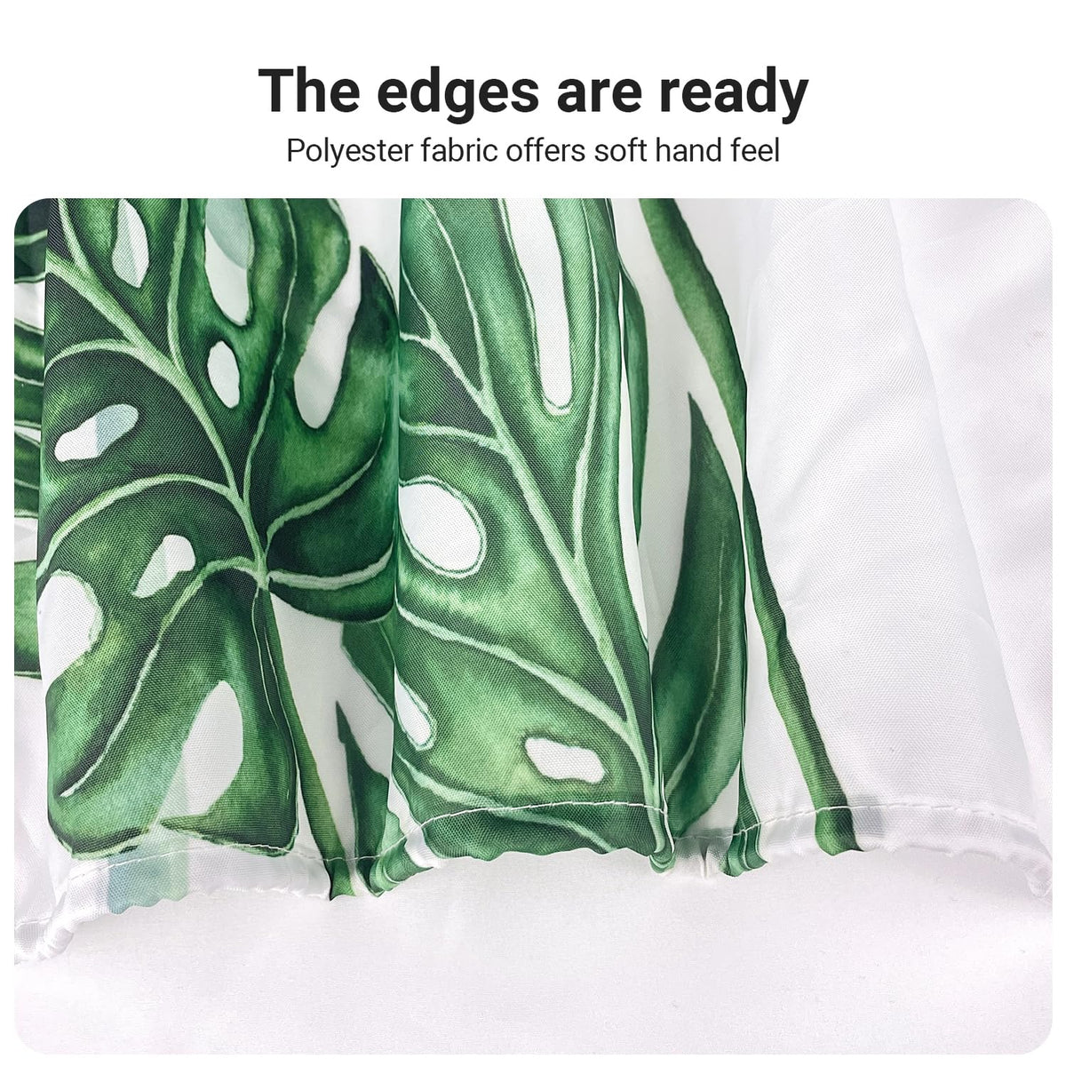 Lerores Shower Curtain, 180 x 170 cm, Green Leaves Weighted Hem, Anti-Mould Textile, Water-Repellent