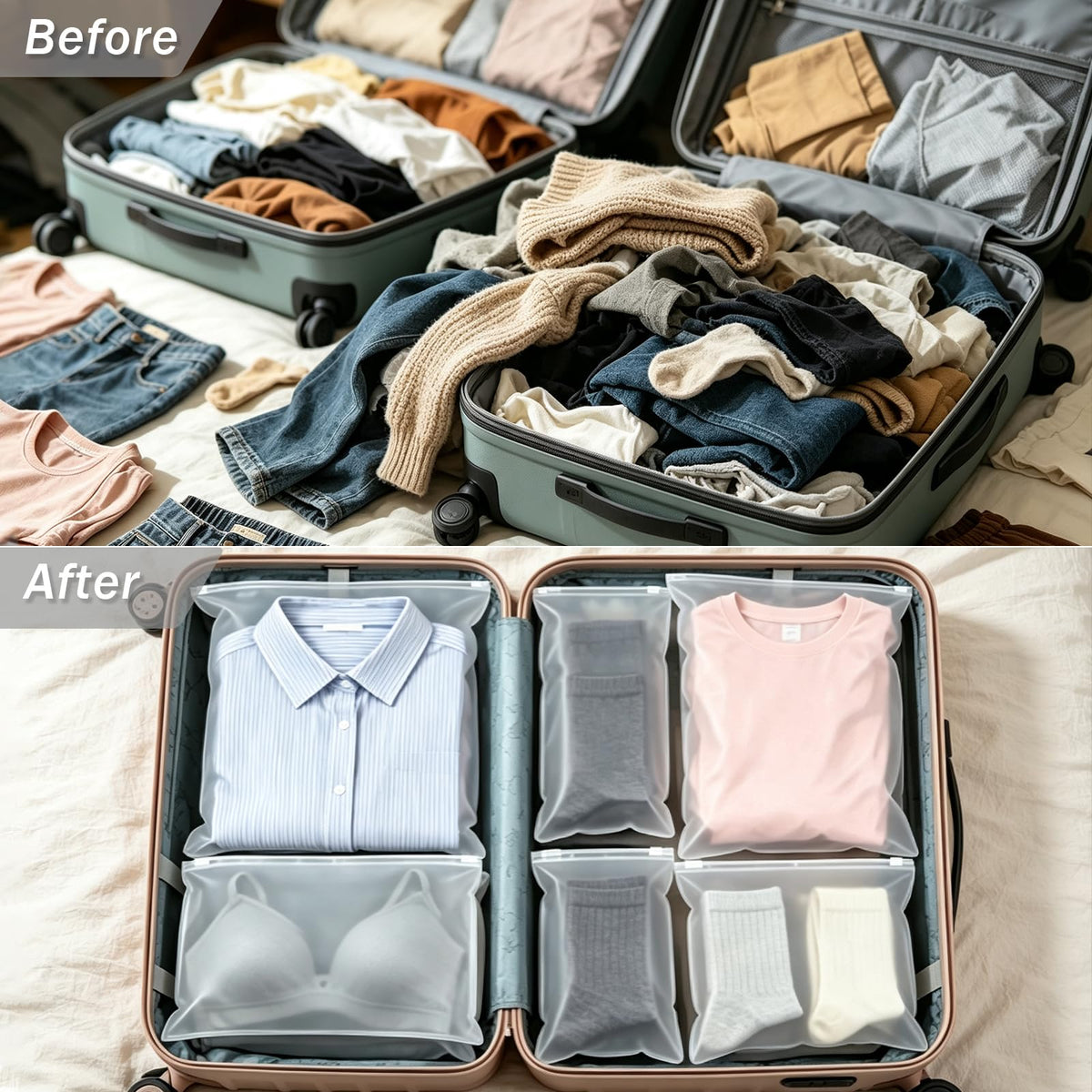 30Pcs Large ZipLock Bags for Clothes, 40x30cm Plastic Travel Bags
