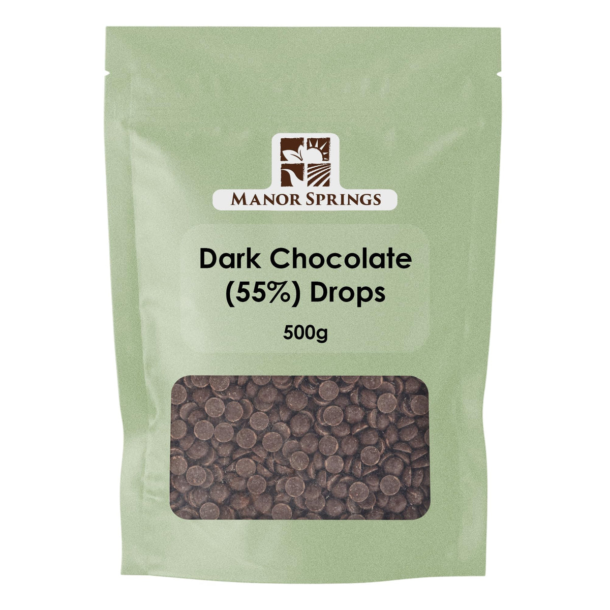 55% Dark Chocolate Drops 500g by Manor Springs for Baking, Desserts, Cookies, Cakes, Muffins, Cupcakes & Decorating