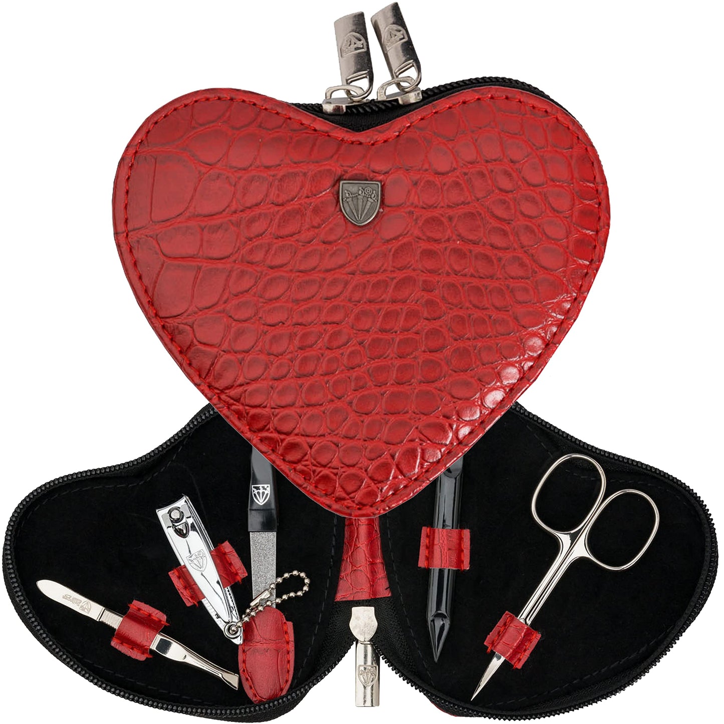 3 Swords Germany - brand quality 5 piece manicure pedicure grooming kit set for professional finger & toe nail care scissors clipper fashion leather